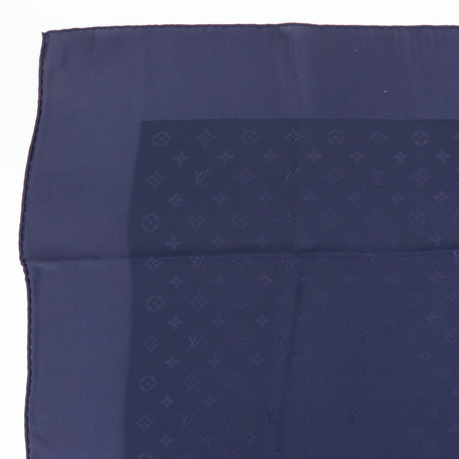 Louis Vuitton Monogram Silk100% Scarf Stole Shawl Navy