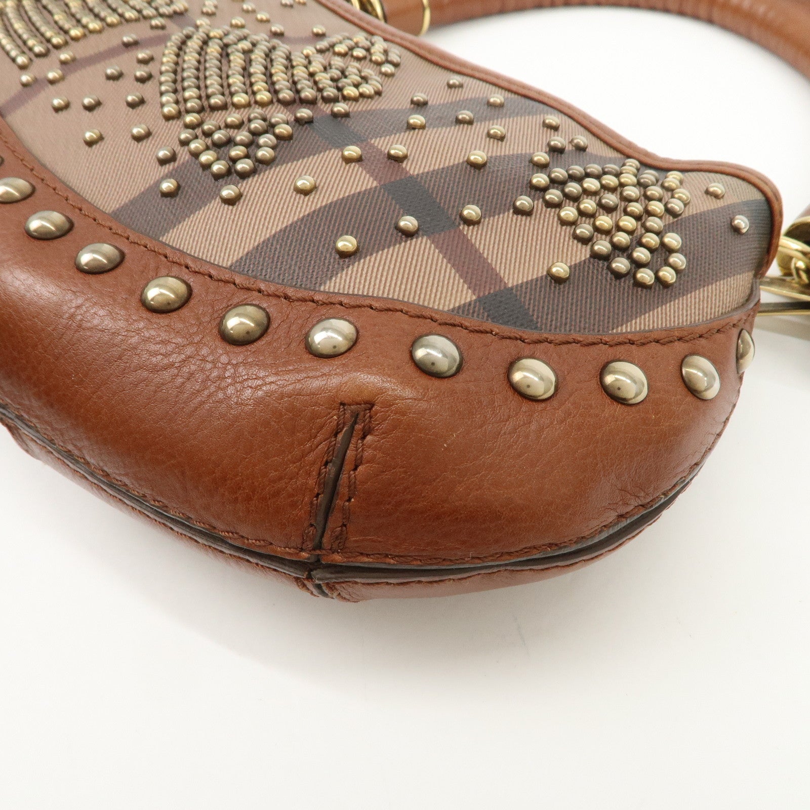 BURBERRY Heart Studs PVC Leather 2Way Bag Shoulder Hand Bag Brown