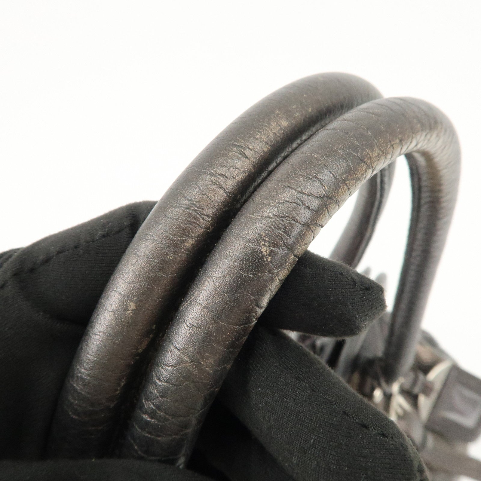 PRADA Logo Leather Shoulder Bag Hand Bag Bronze Used