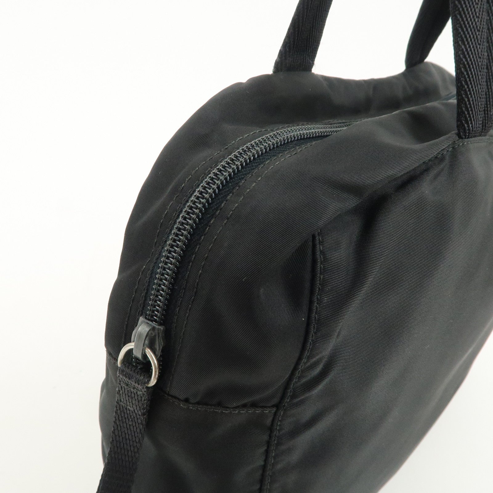 PRADA Triangle Logo Nylon Tote Bag Shoulder Bag Hand Bag Black