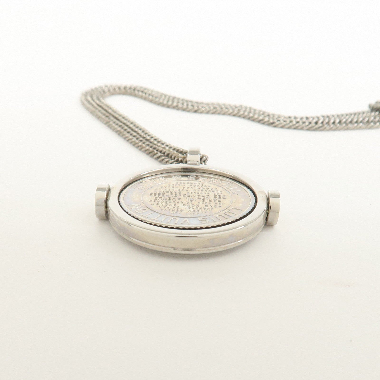 Louis Vuitton Metal Collier Medallion Chain Necklace Silver M63643