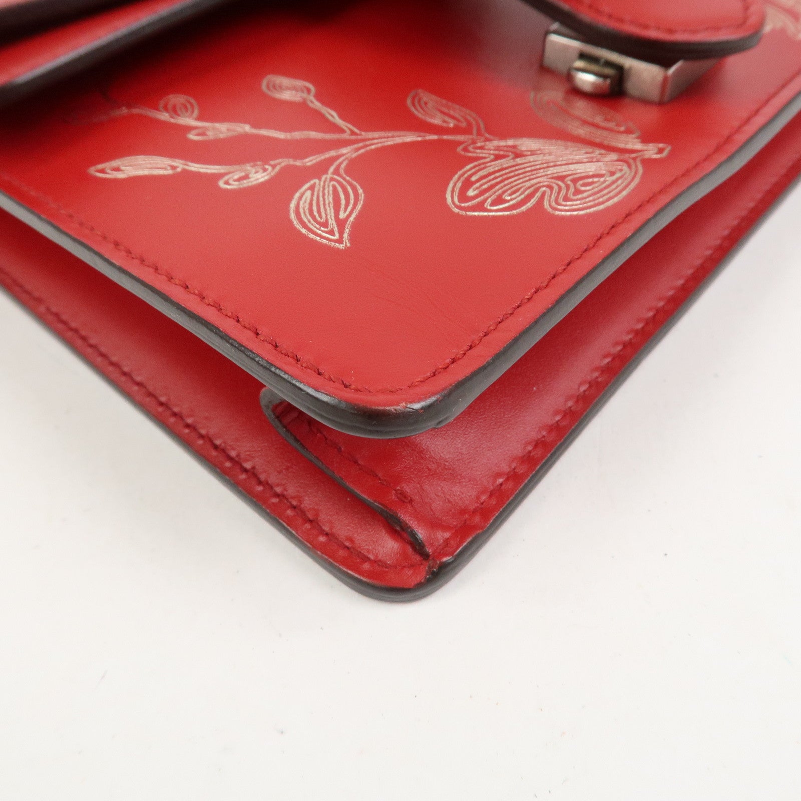 GUCCI Dionysus Leather Small Shoulder Bag Red 421970