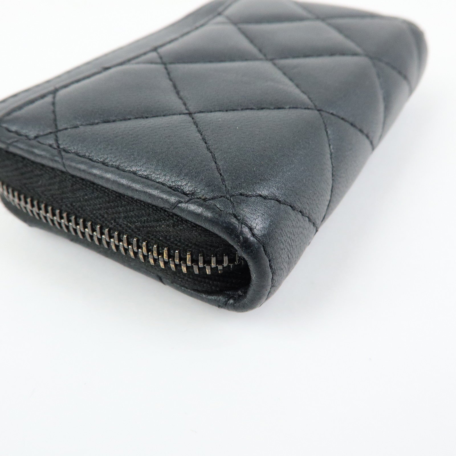 CHANEL COCO Logo Matelasse Lambskin Coin Case Card Case Black