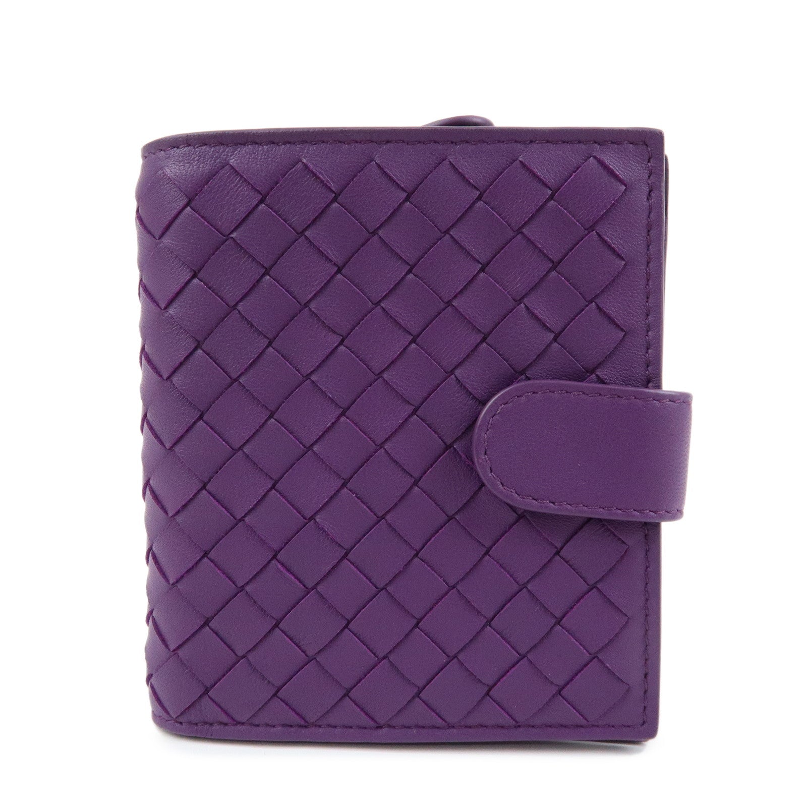 BOTTEGA VENETA Intrecciato Leather Bi-fold Comact Wallet Purple