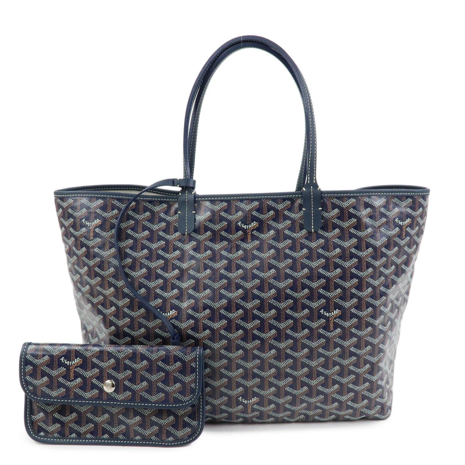 GOYARD Saint Louis PM PVC Canvas Leather Tote Bag Shoulder Bag