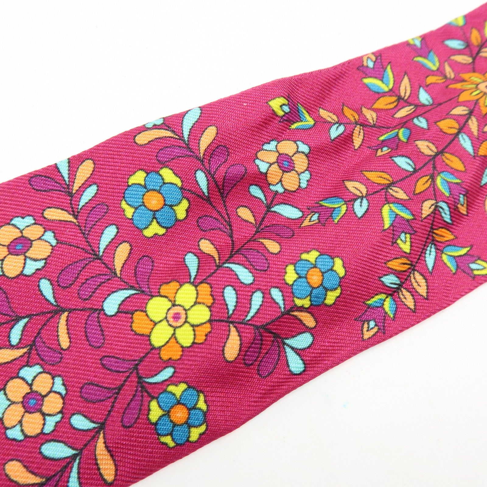 HERMES 100% Silk Twilly LARBRE DE VIE Flower Print Purple