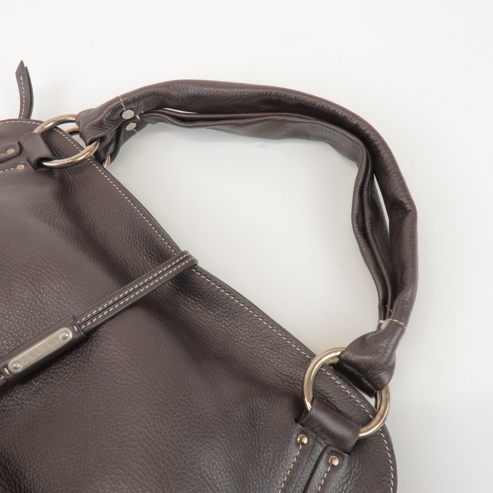 CELINE Bittersweet Leather Shoulder Bag Hand Bag Dark Brown