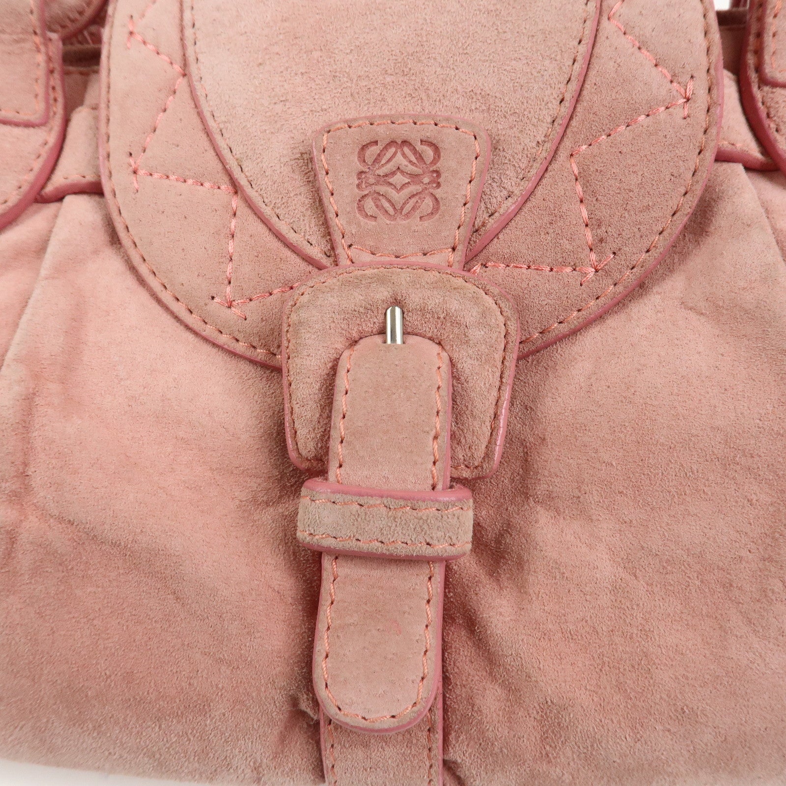 LOEWE Anagram Suede Shoulder Bag Hand Bag Pink