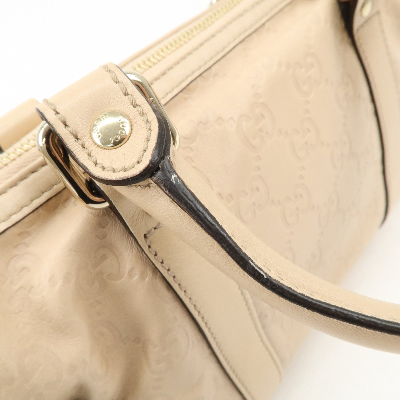 GUCCI Guccissima Leather Mini Boston Bag Pink Beige 193604