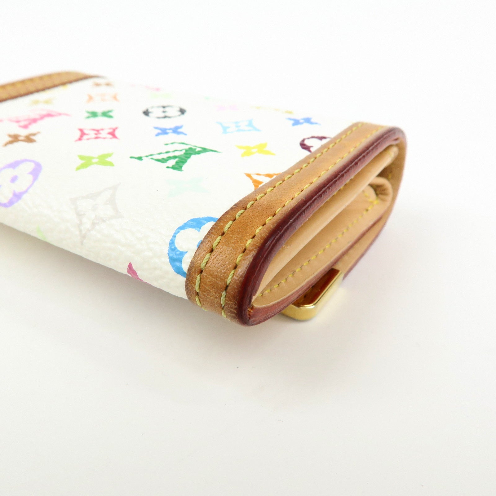 Louis Vuitton Multicolor Porte Monnaie Plat Coin Case Blanc M92657