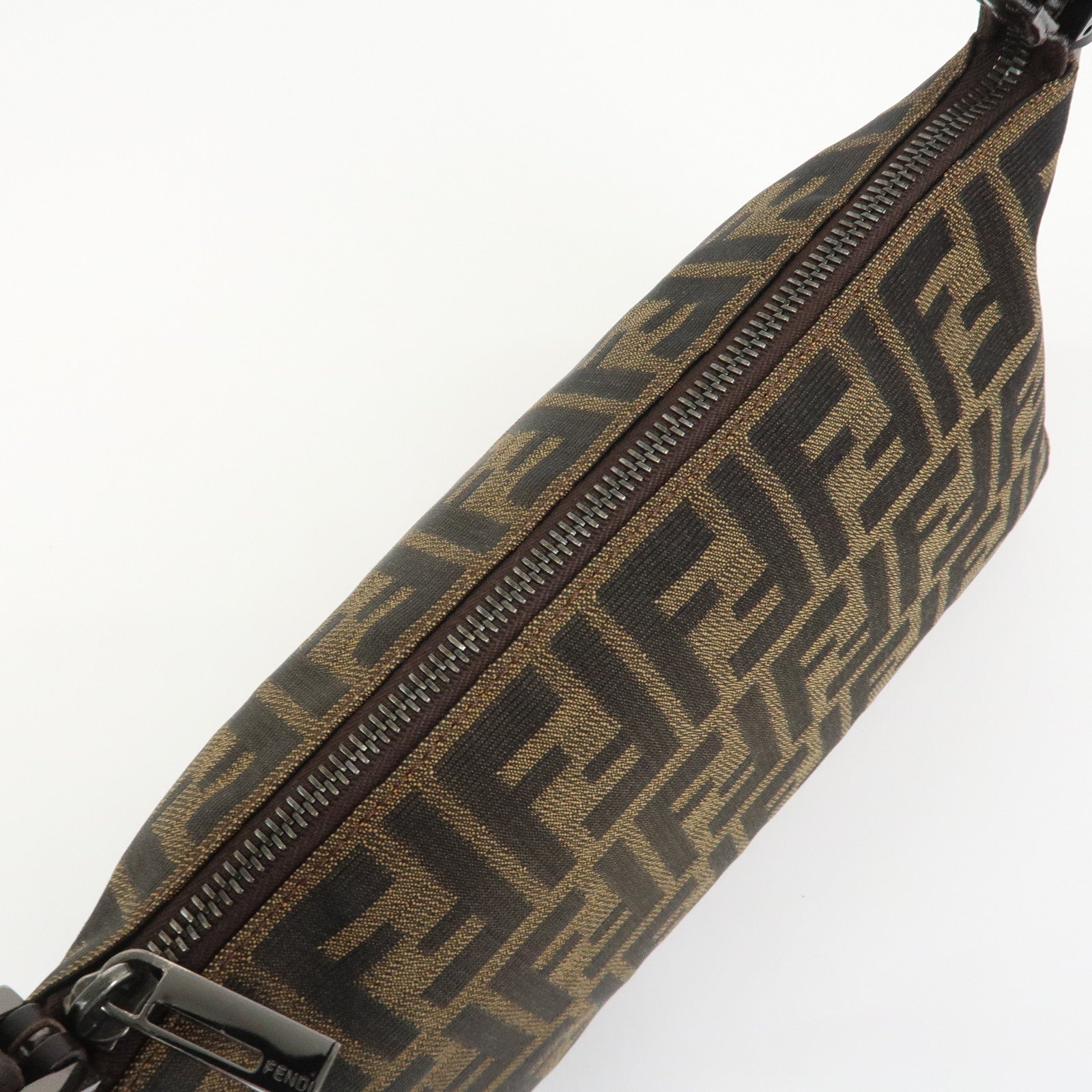 FENDI Zucca Canvas Leather Hand Bag Shoulder Bag Brown 8BR156