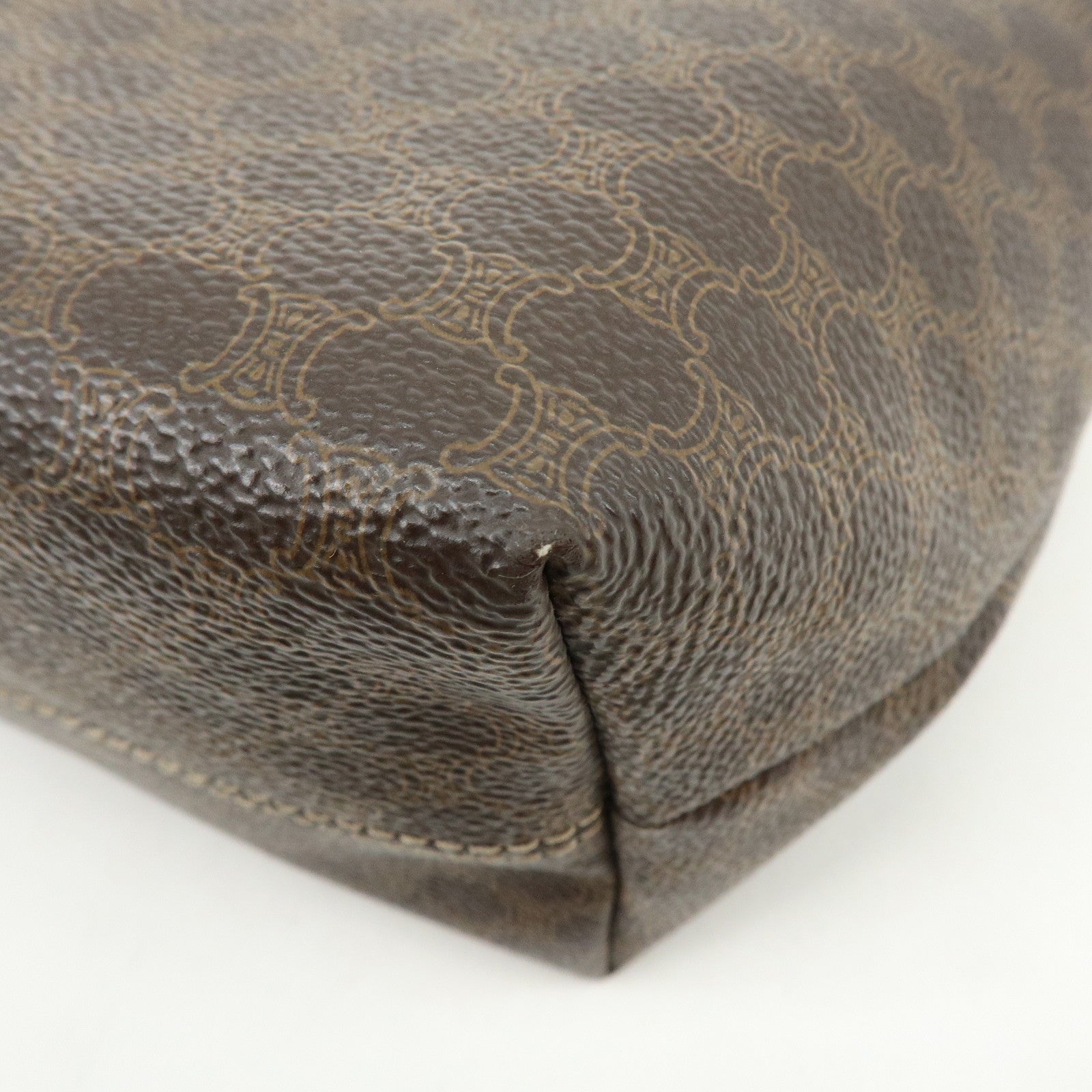 CELINE Macadam PVC Leather Hand Bag Brown