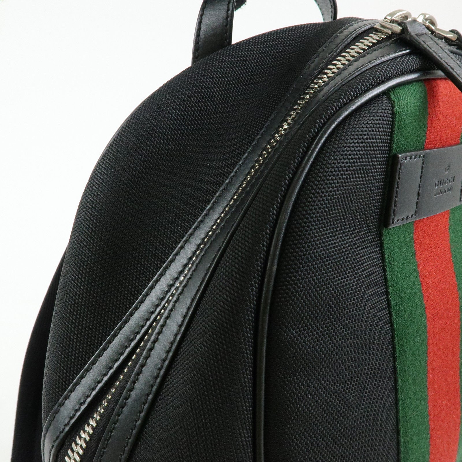 GUCCI Sherry Canvas Leather Backpack Rucksack Black 630917
