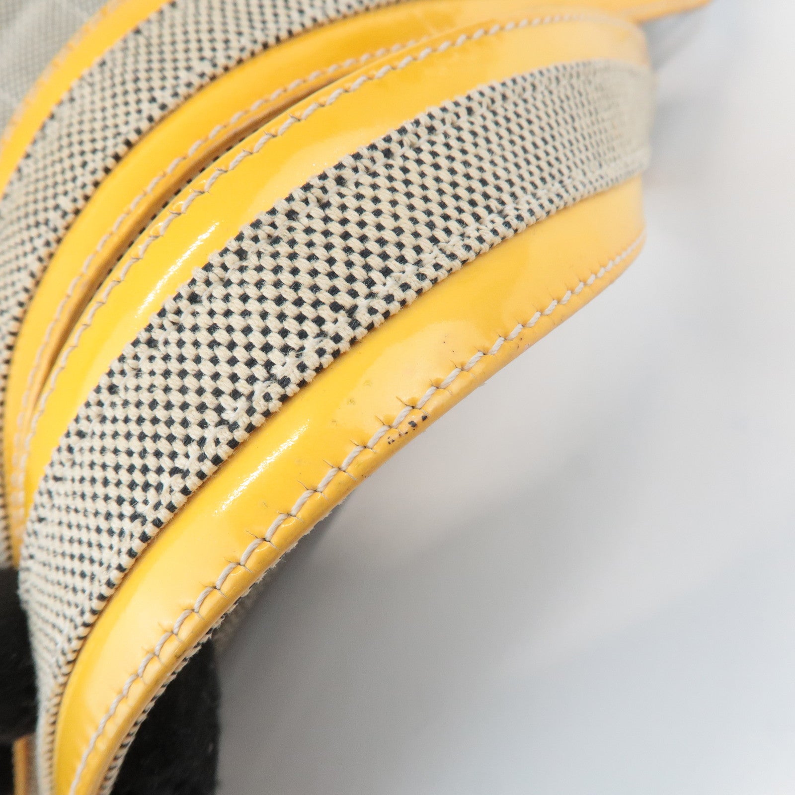 CHANEL COCO Mark No.5 Camellia Canvas Leather Patent Hand Bag A31573 Used