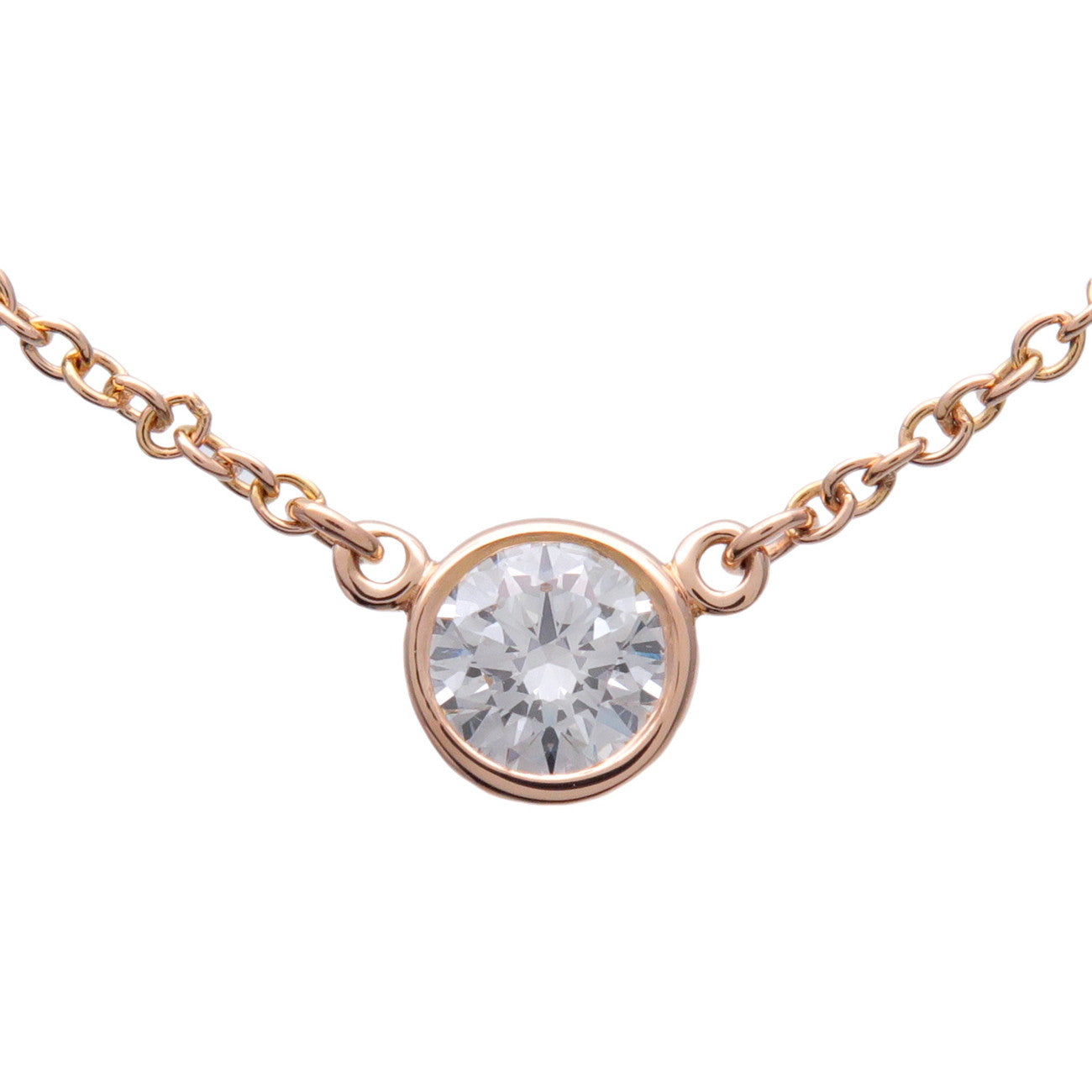 Tiffany & Co By The Yard 1P Diamond Necklace K18 750PG Rose Gold