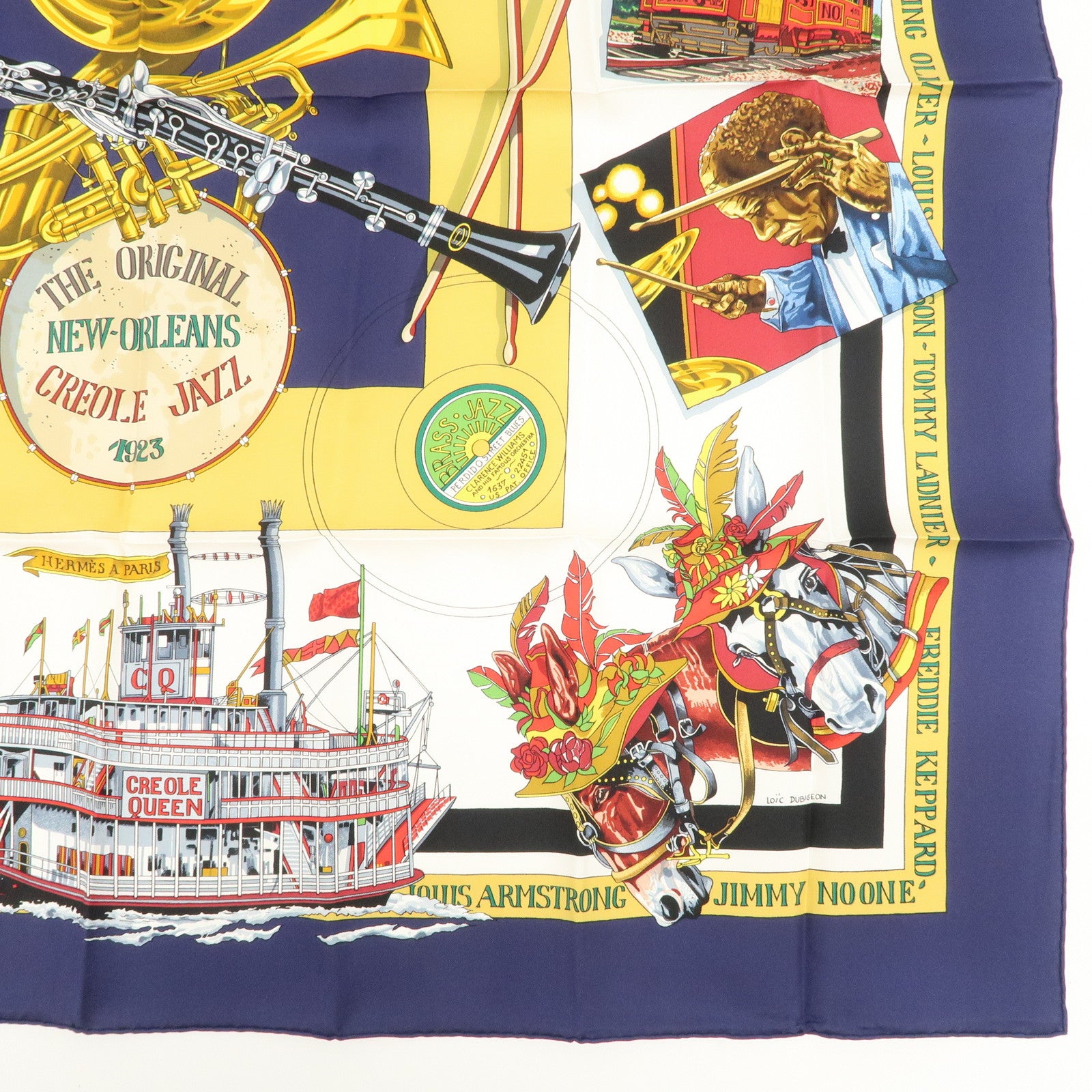 HERMES Carre 90 Silk Scarf THE ORIGINAL NEW ORLEANS CREOLE JAZZ Used