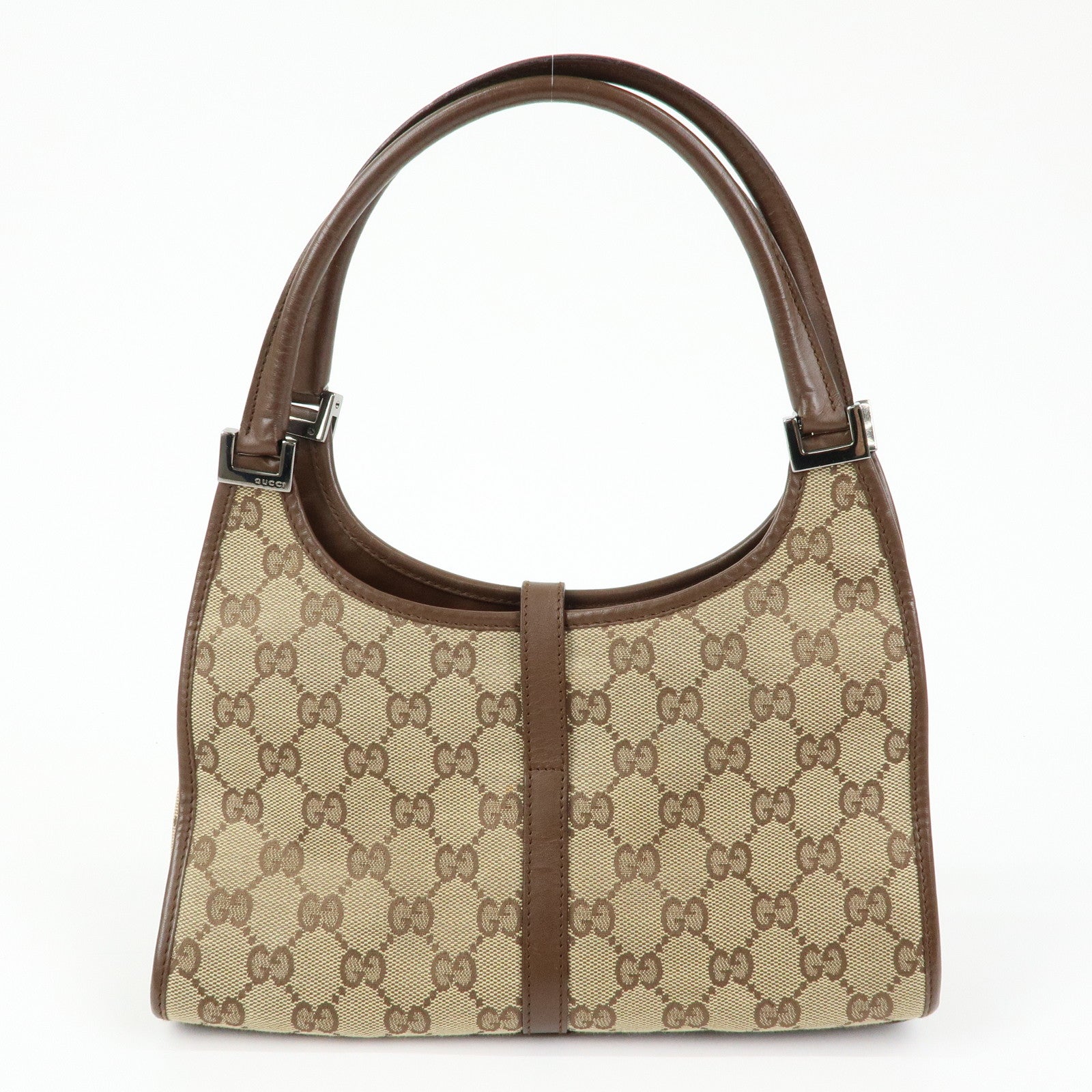 GUCCI Jackie GG Canvas Leather Hand Bag Brown 002.1068