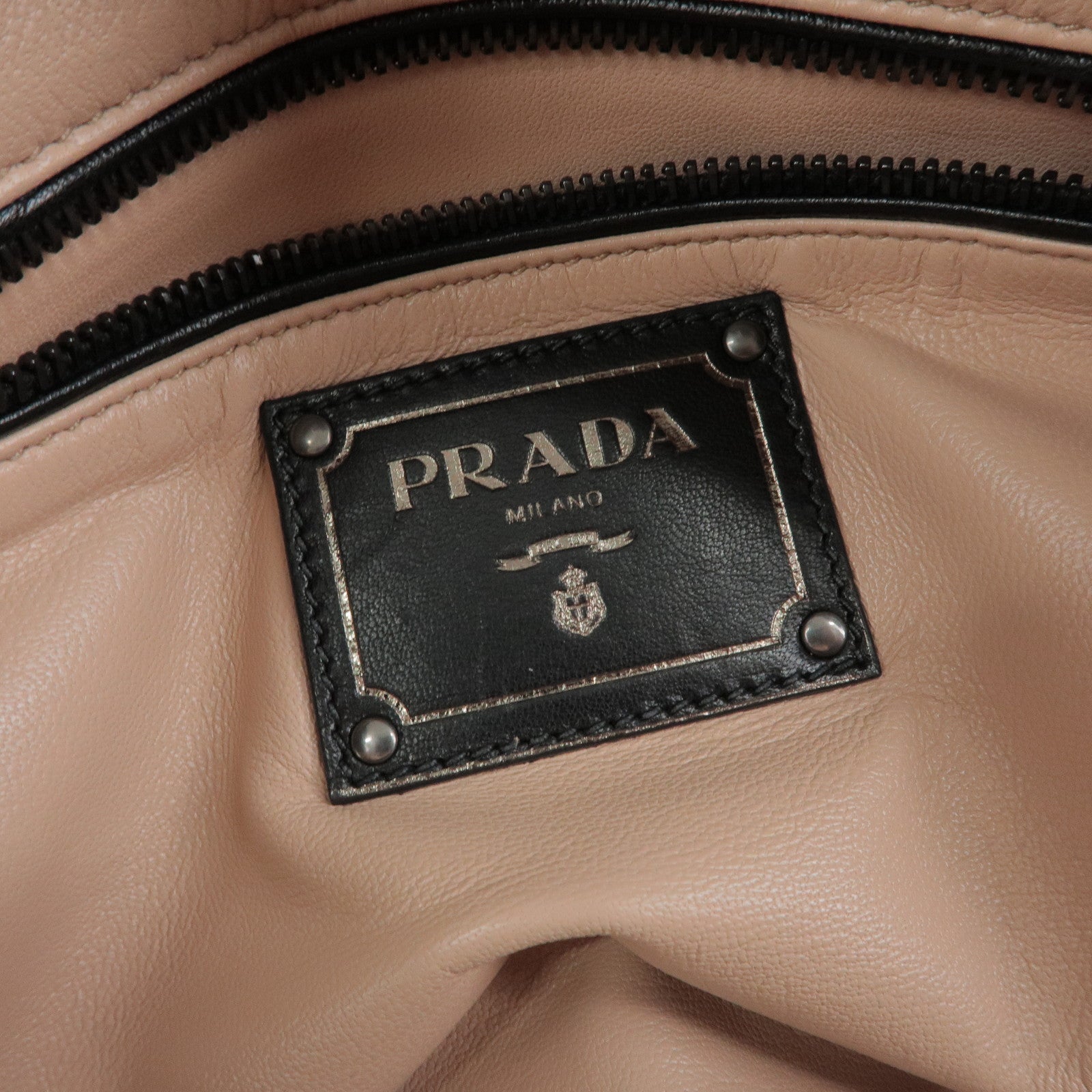 PRADA Leather Boston Bag Hand Bag Black BL0758