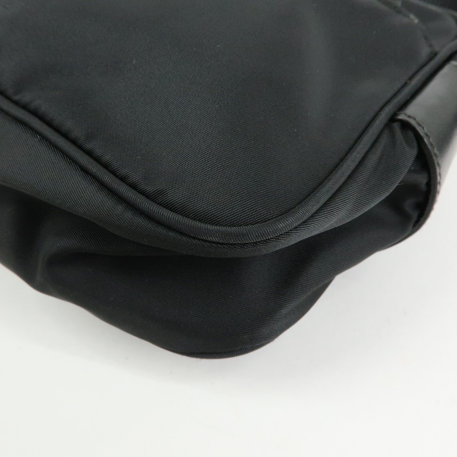 PRADA Triangle Logo Nylon Leather Shoulder Crossbody Bag Black