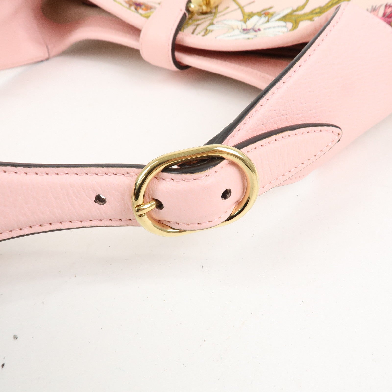 GUCCI New Jackie Flora Canvas Leather Shoulder Bag Hand Bag Pink 550152