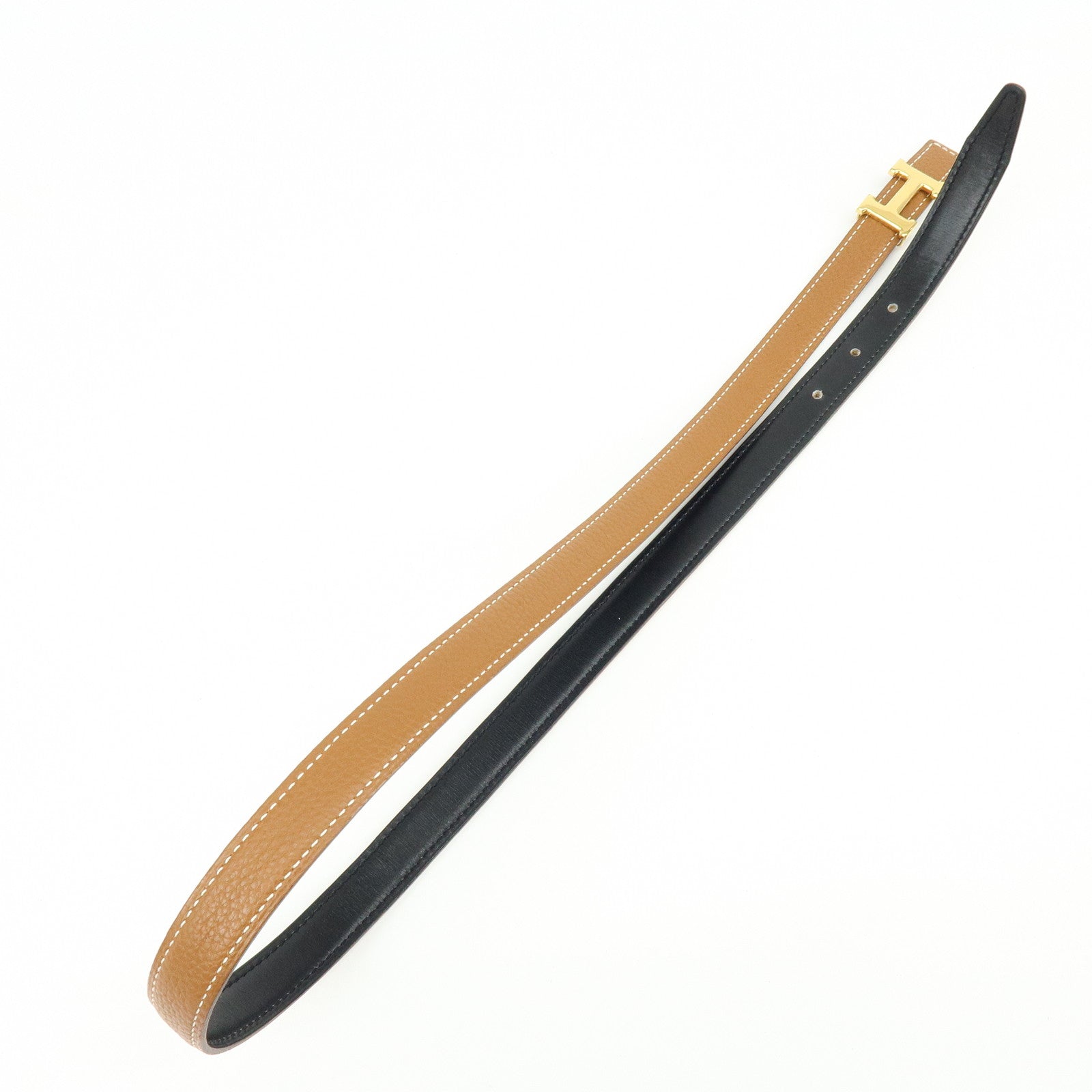 HERMES H Buckle □F Stamped Reversible Constance Belt 80 Black