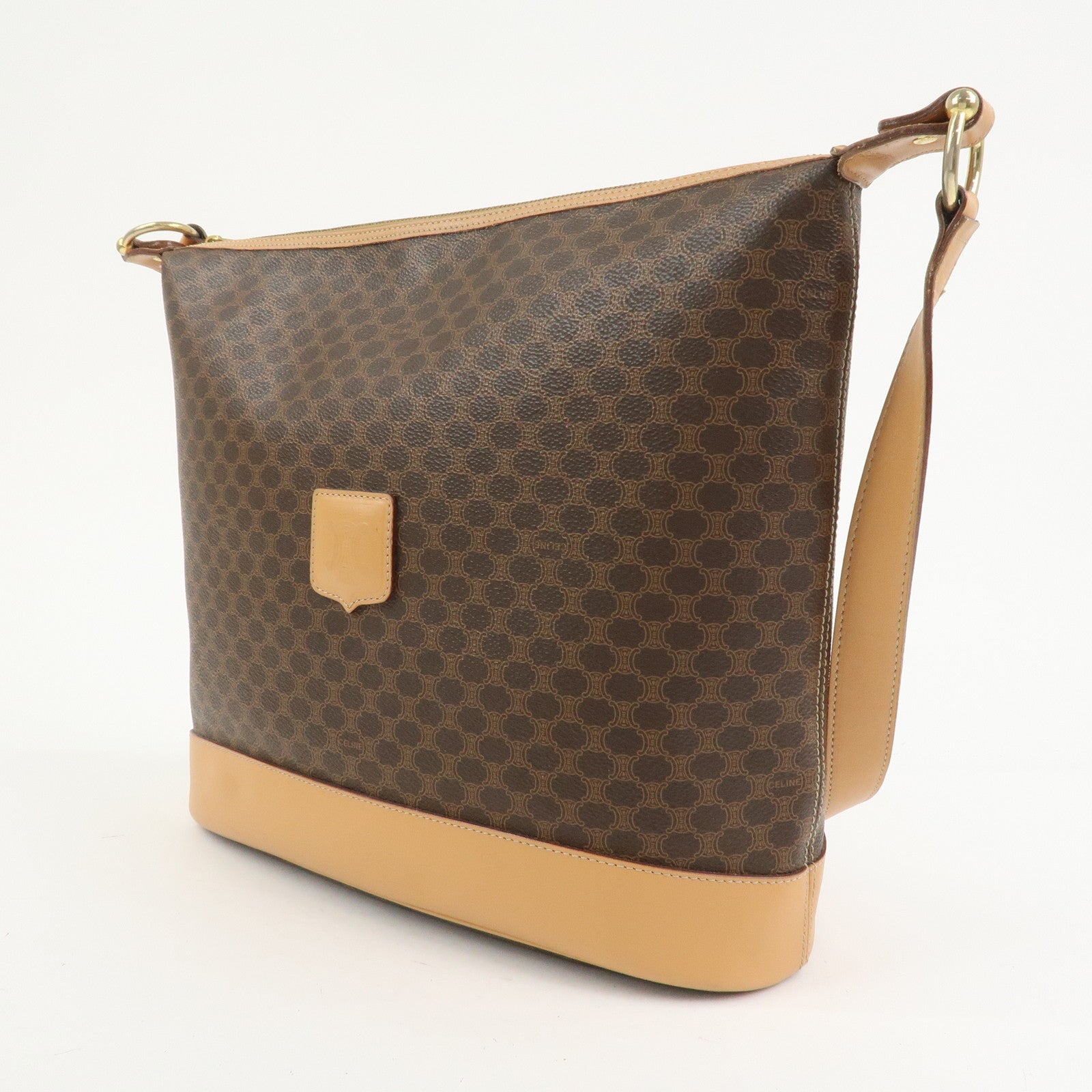CELINE Macadam PVC Leather Shoulder Bag Hand Bag Brown