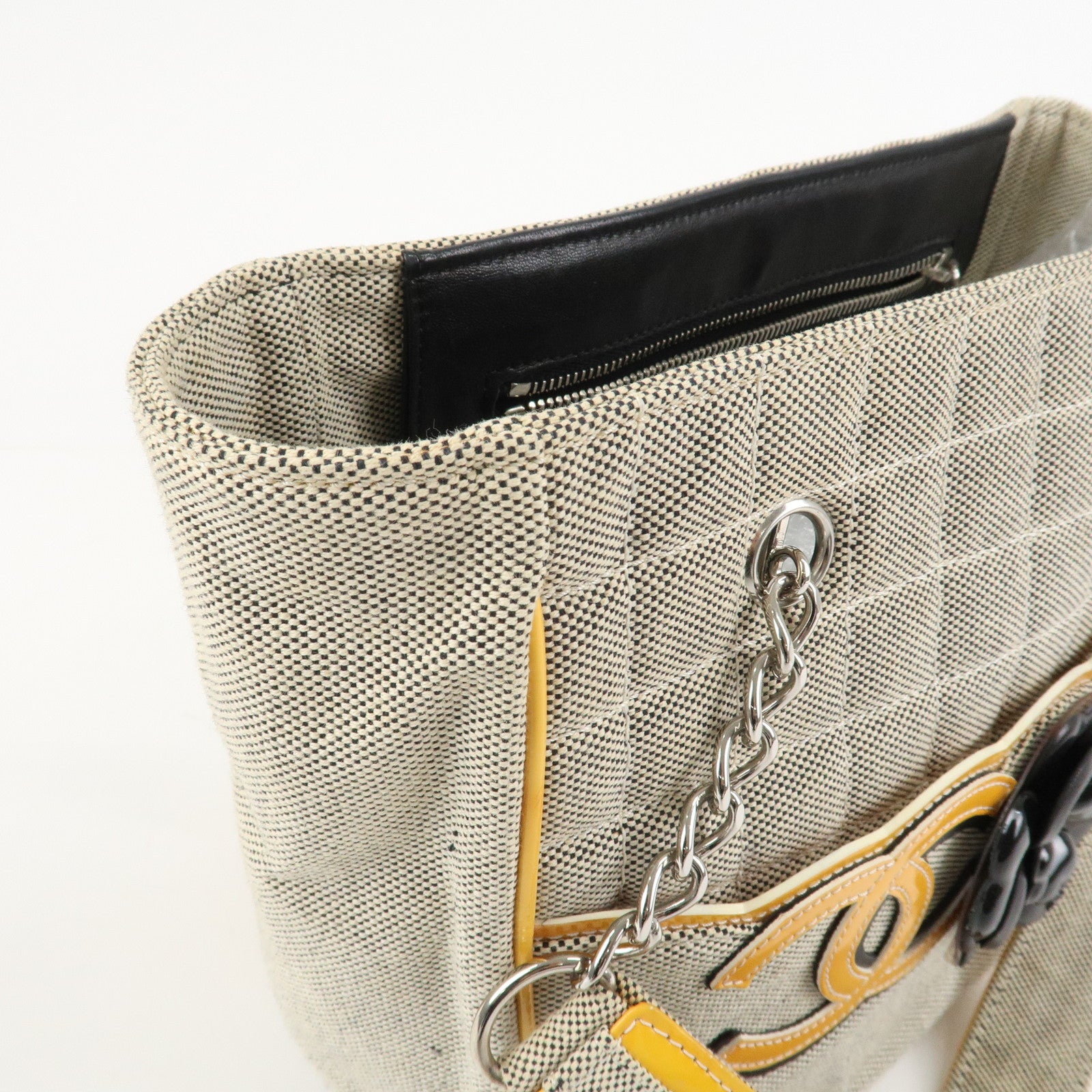 CHANEL Camelia No.5 Chocolate Bar Chain Shoulder Bag A31573 Used