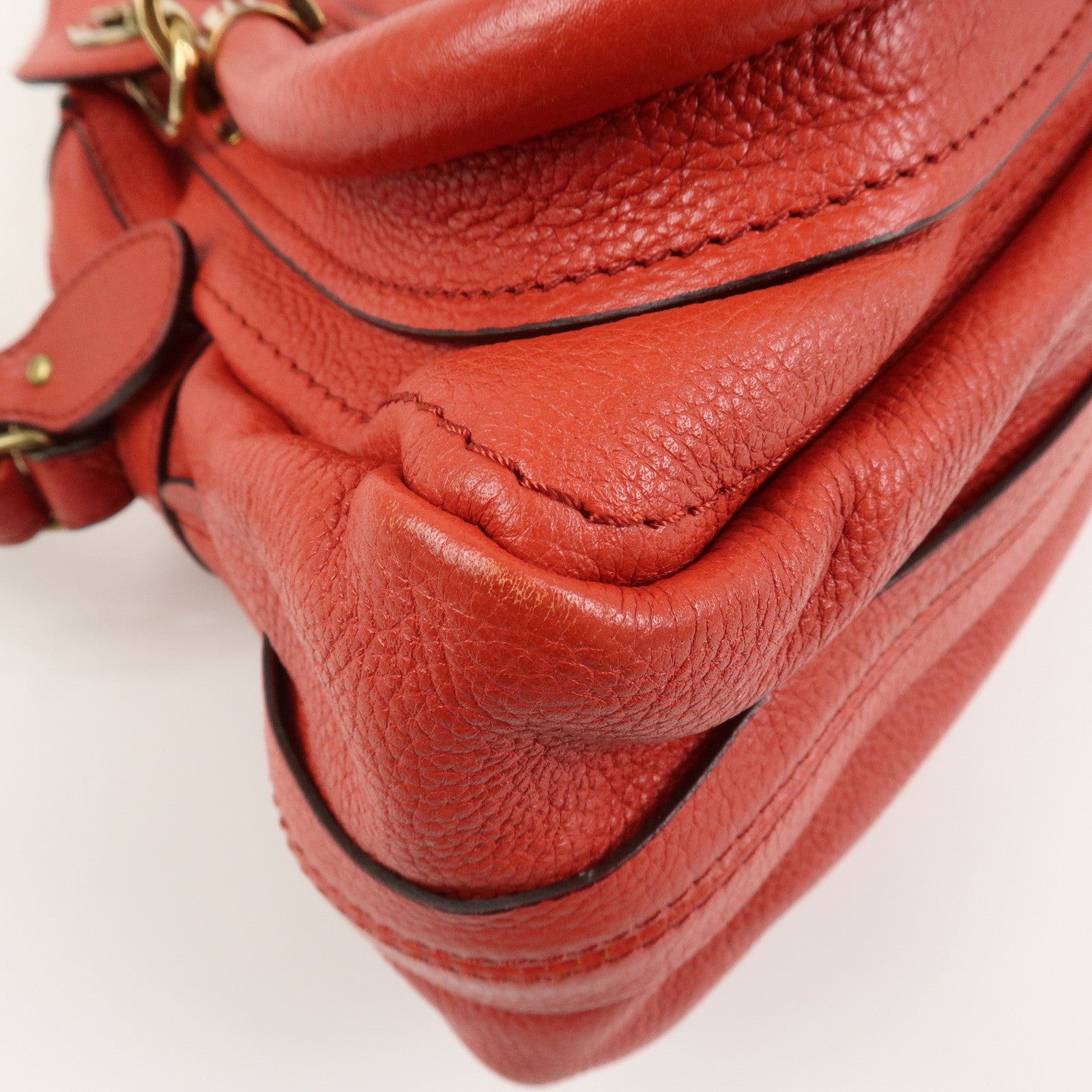 Chloe Paraty Leather 2Way Bag Shoulder Bag Hand Bag Red 031157