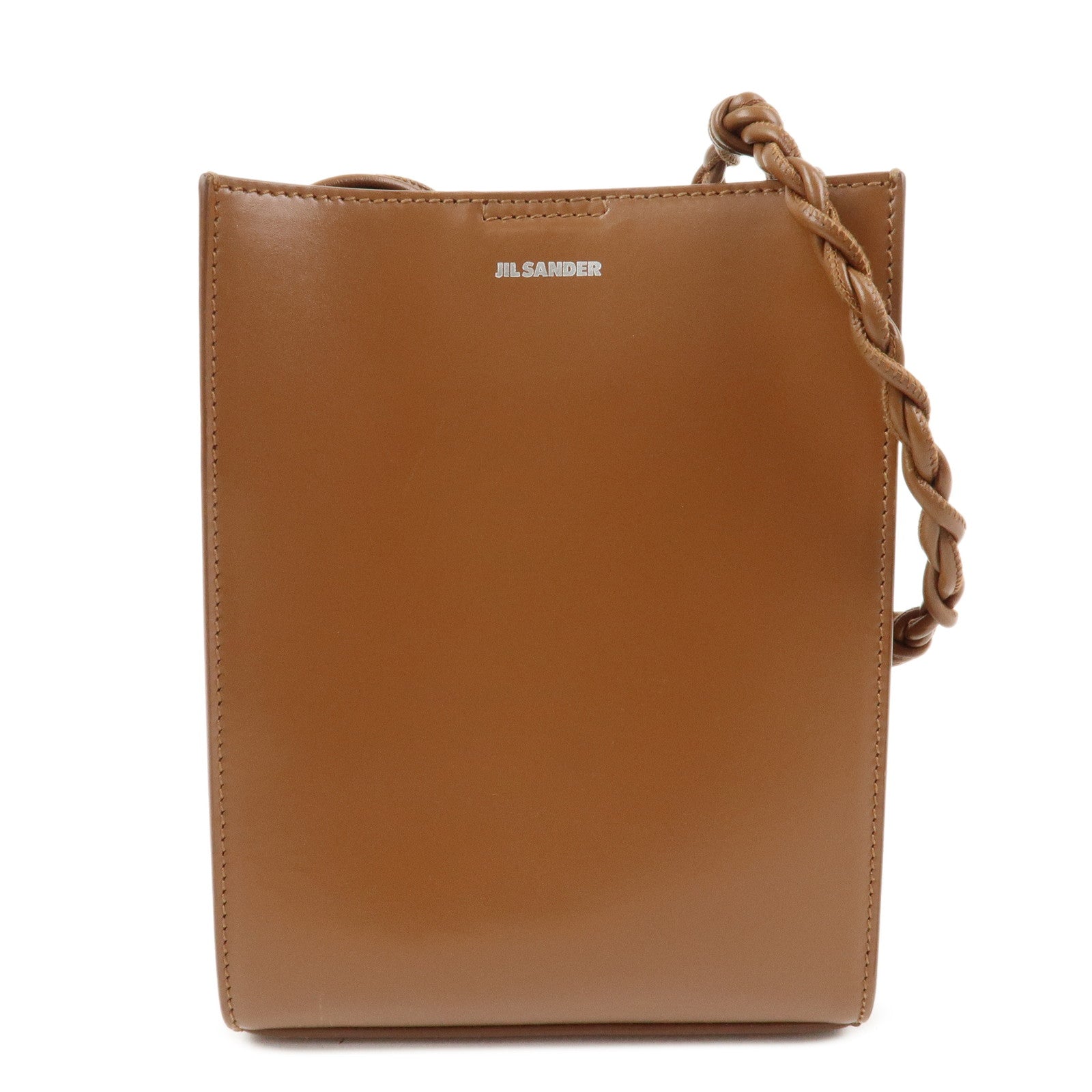 JIL SANDER Leather Tangle Small Shoulder Bag Crossbody Bag Brown