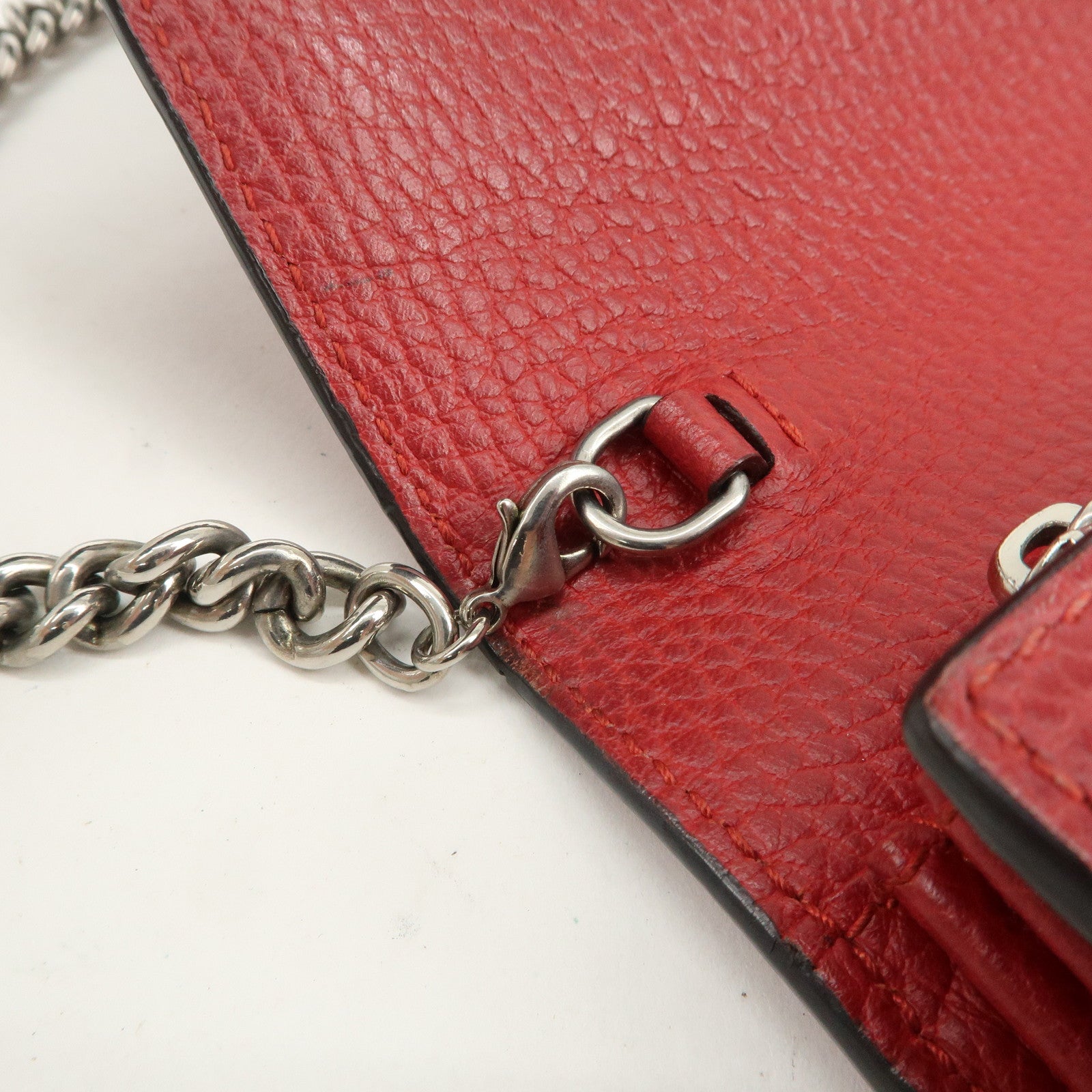 GUCCI Dionysus Leather Chain Shoulder Bag Red 401231