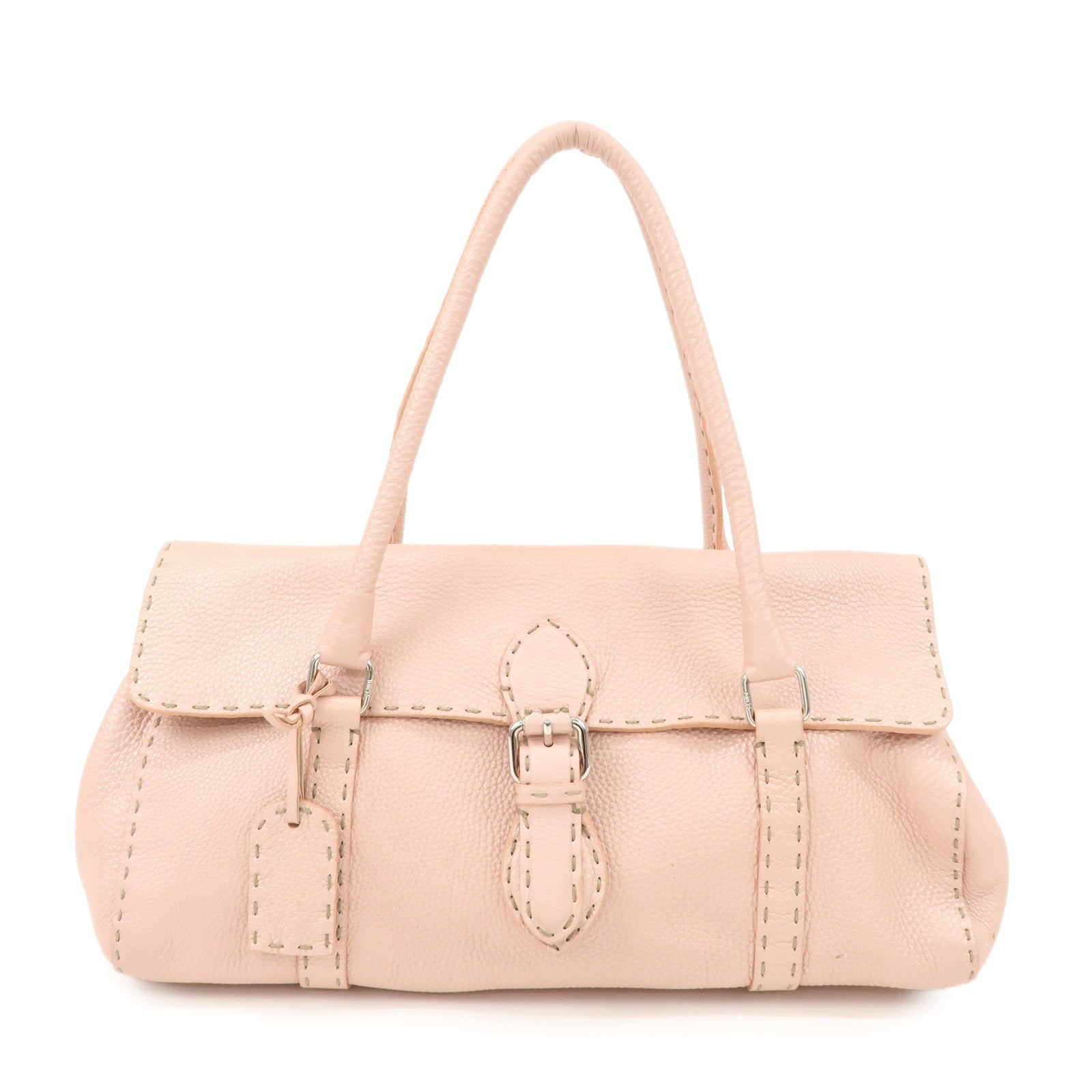 FENDI Seleria Linda Leather Shoulder Bag Hand Bag Pink 8BR442