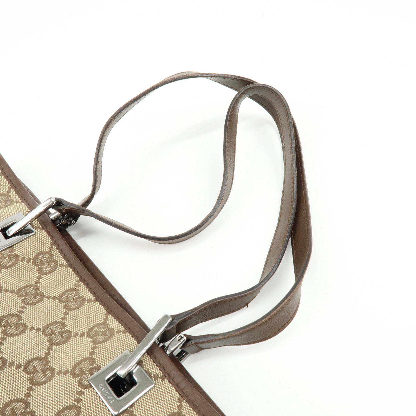 GUCCI GG Canvas Leather Tote Bag Shoulder Bag Beige Brown 31244