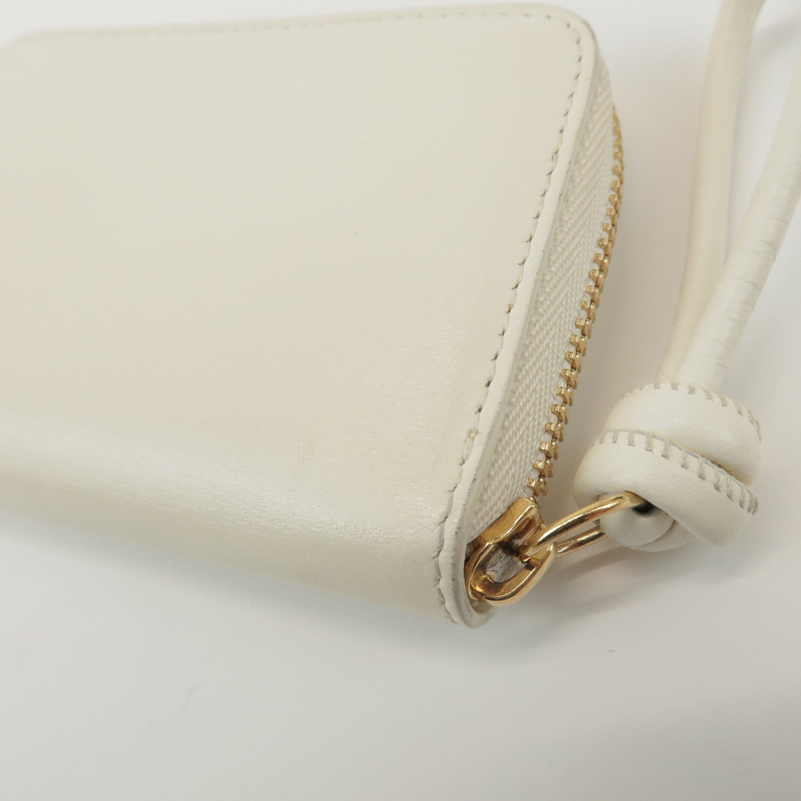 JIL SANDER Logo Leather Round Zippy Coin Case Coin Wallet Ivory