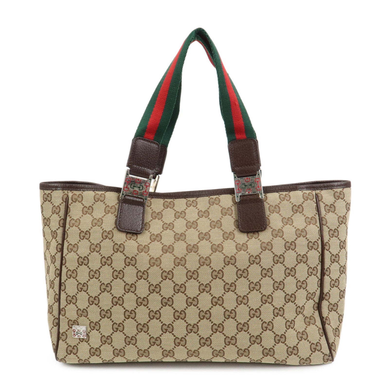 GUCCI Sherry GG Canvas Leather Tote Bag Shoulder Bag Brown 145758