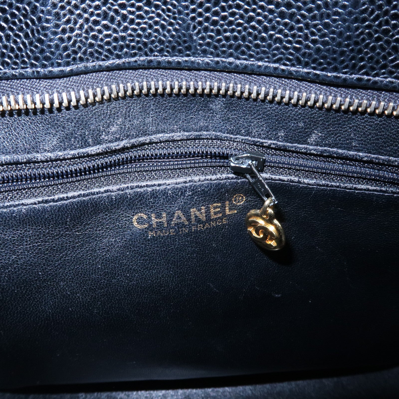 CHANEL Matelasse COCO Mark Cavairskin Medallion Hand Bag A01804