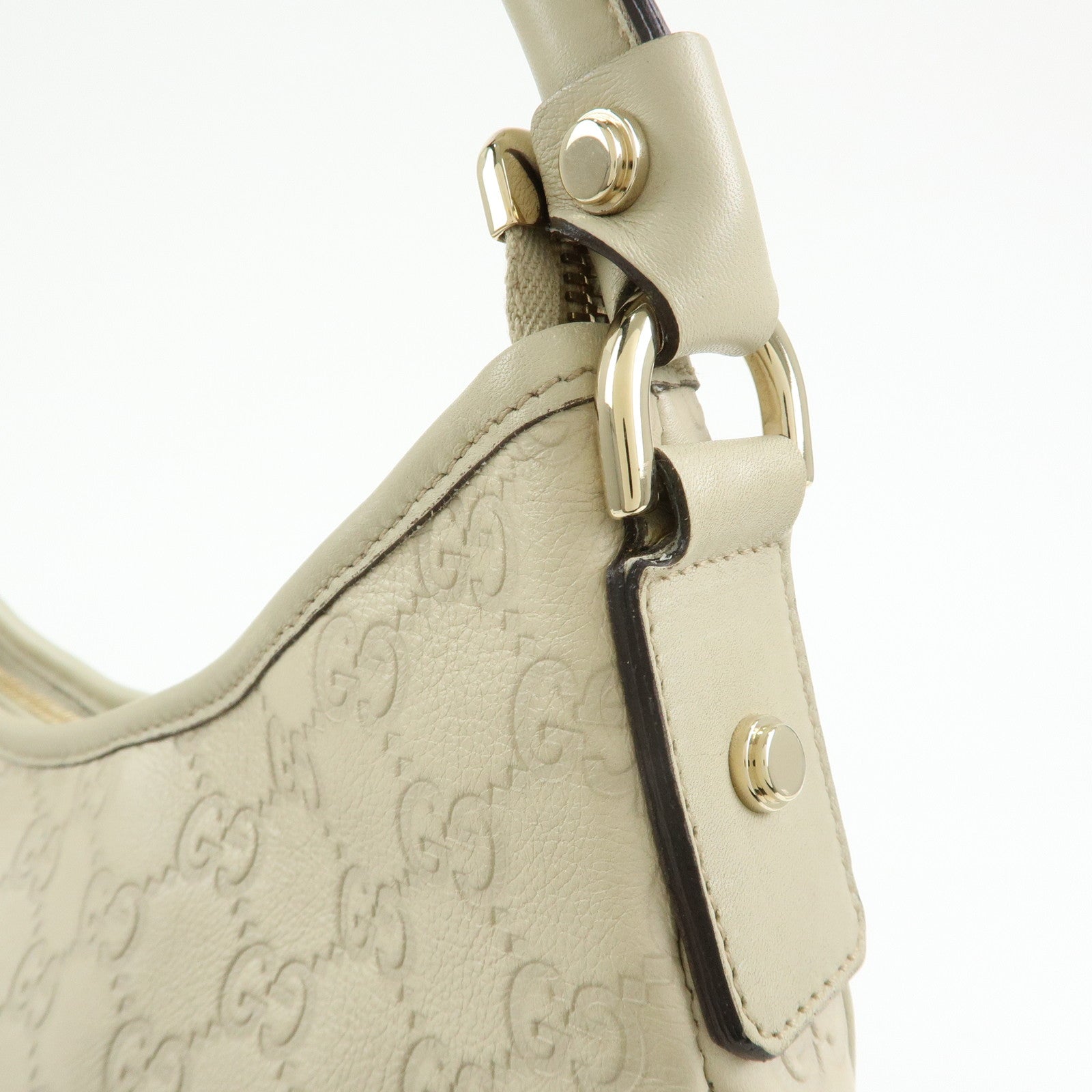 GUCCI Abbey Guccissima Leather Shoulder Bag Hand Bag White 130737