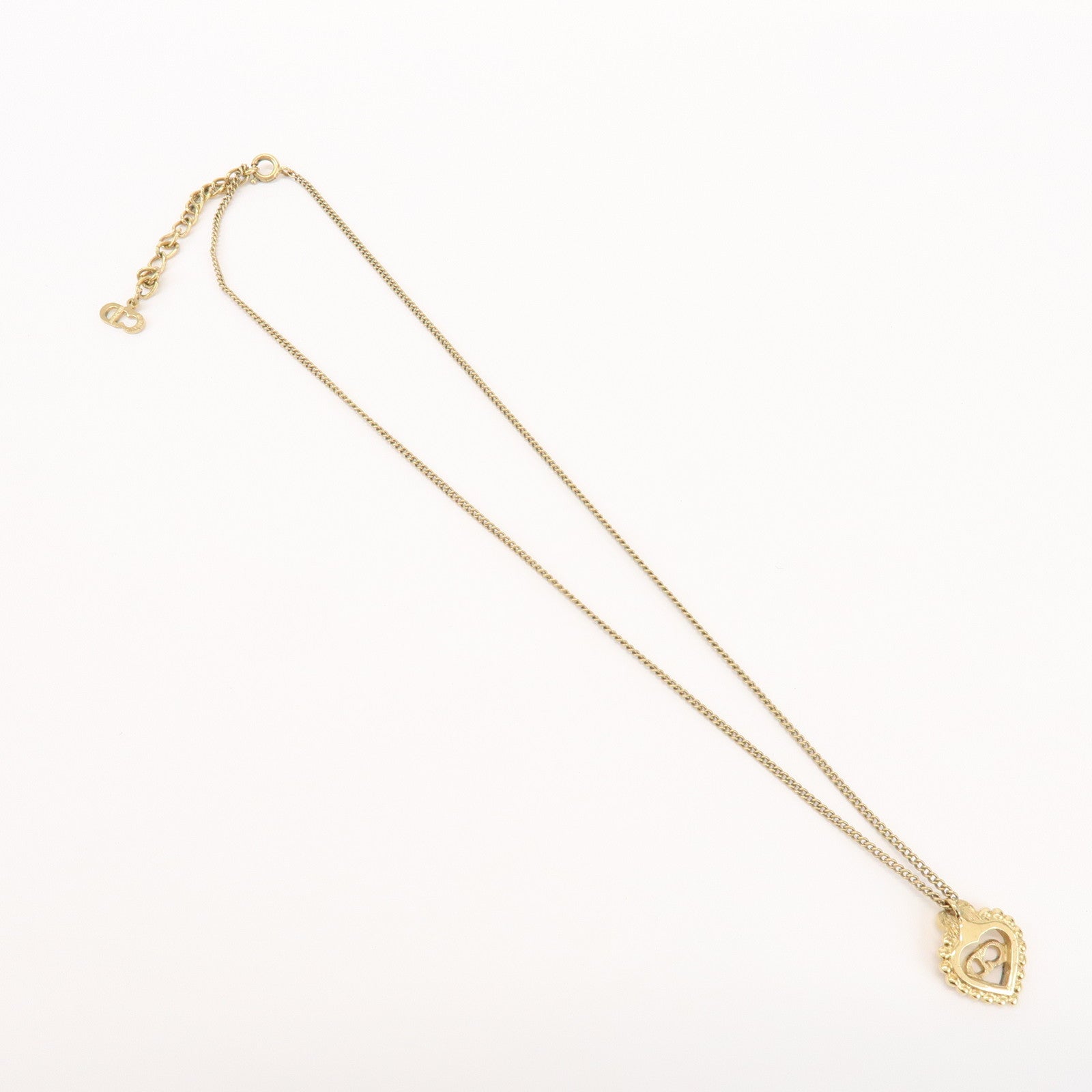 Christian Dior CD Logo Heart Metal Necklace Choker Gold