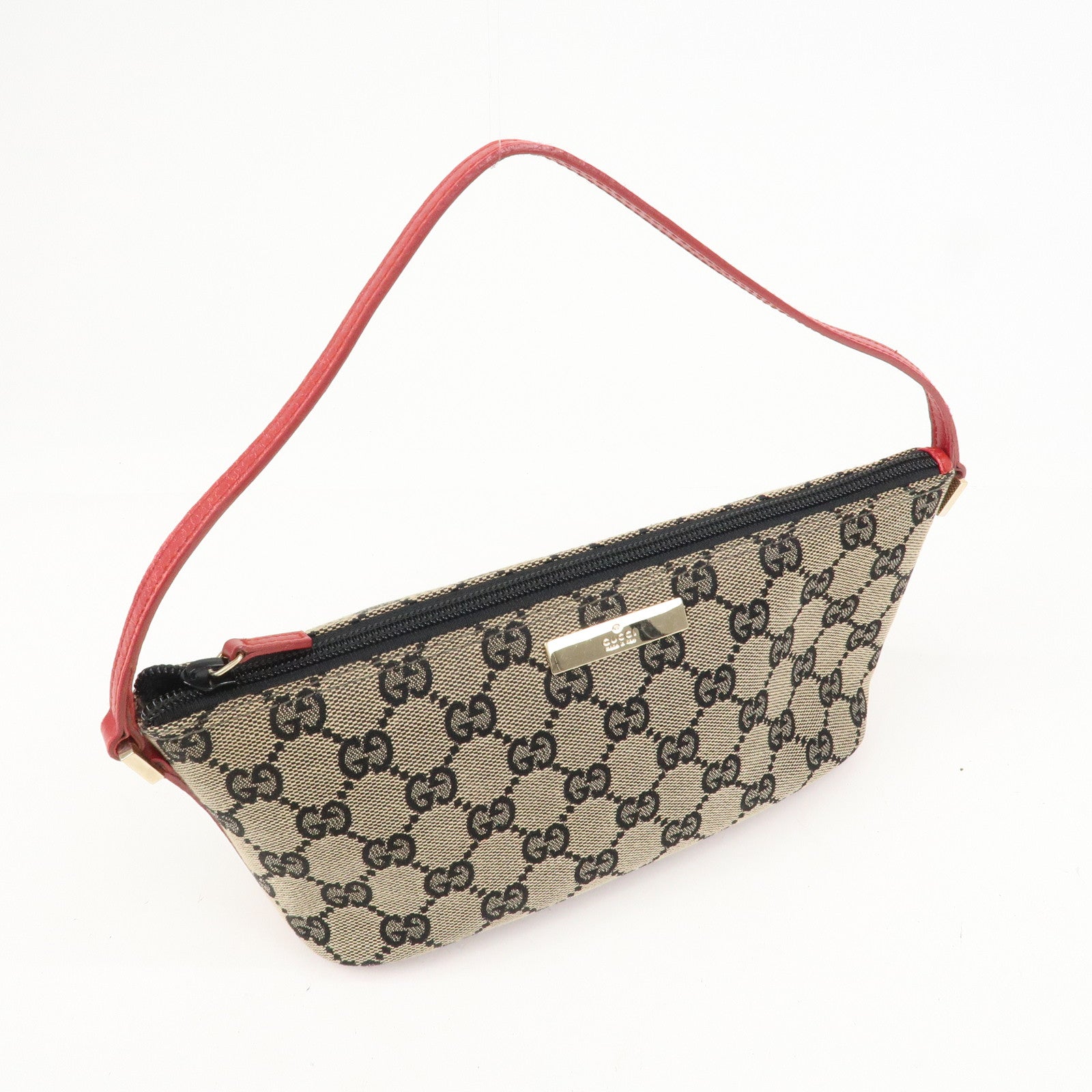 GUCCI GG Canvas Leather Accessory Pouch Hand Bag 039.1103