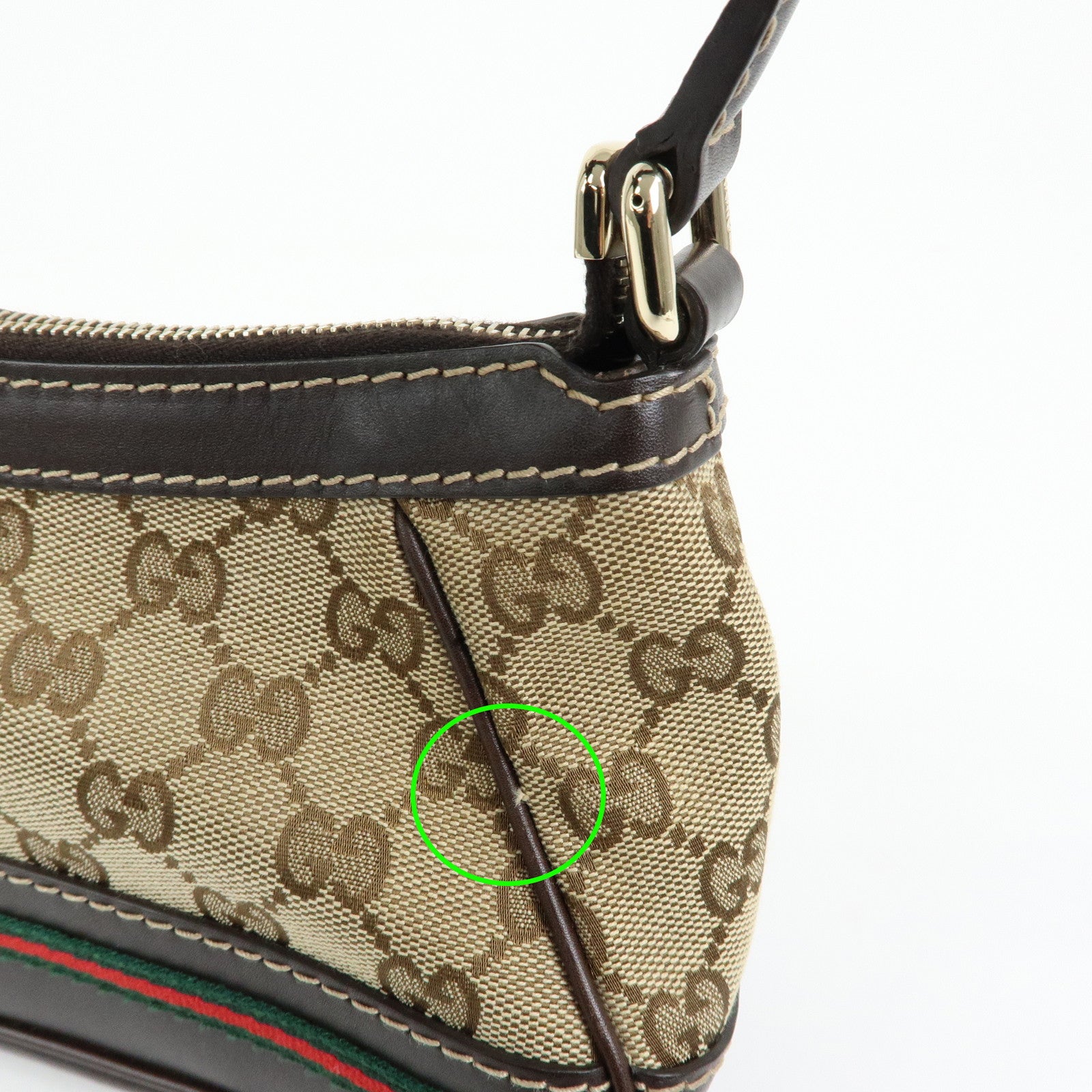 GUCCI Mayfair Sherry GG Canvas Leather Shoulder Bag Beige 269893