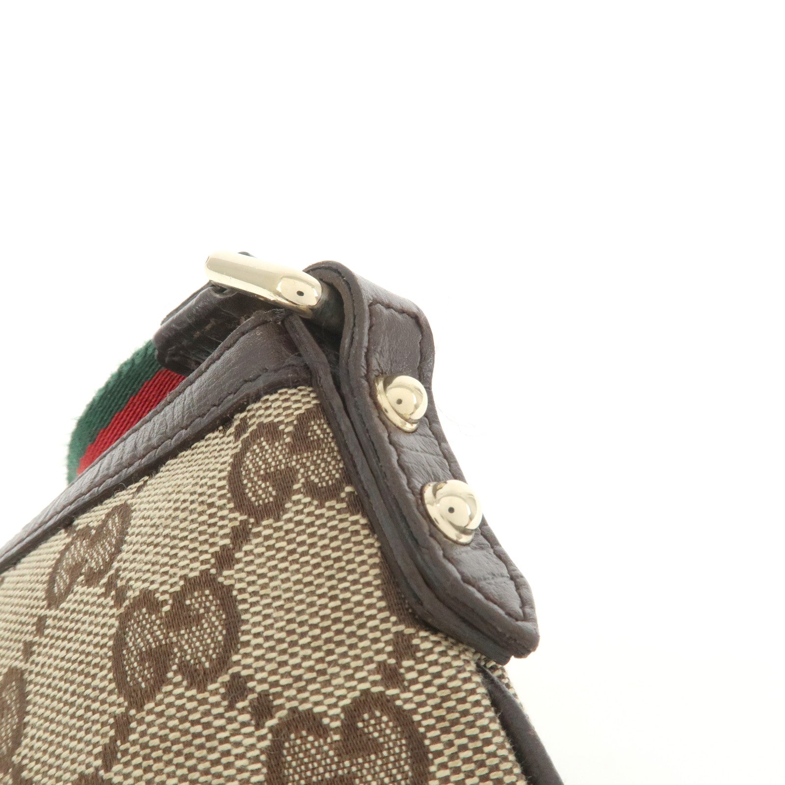 GUCCI Sherry GG Canvas Leather Pouch Cosmetic Pouch Brown 152507