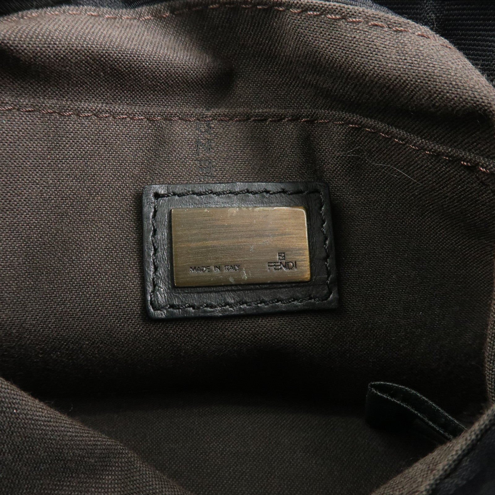 FENDI Zucca Canvas Leather Shoulder Bag Crossbody Bag Black7VA155