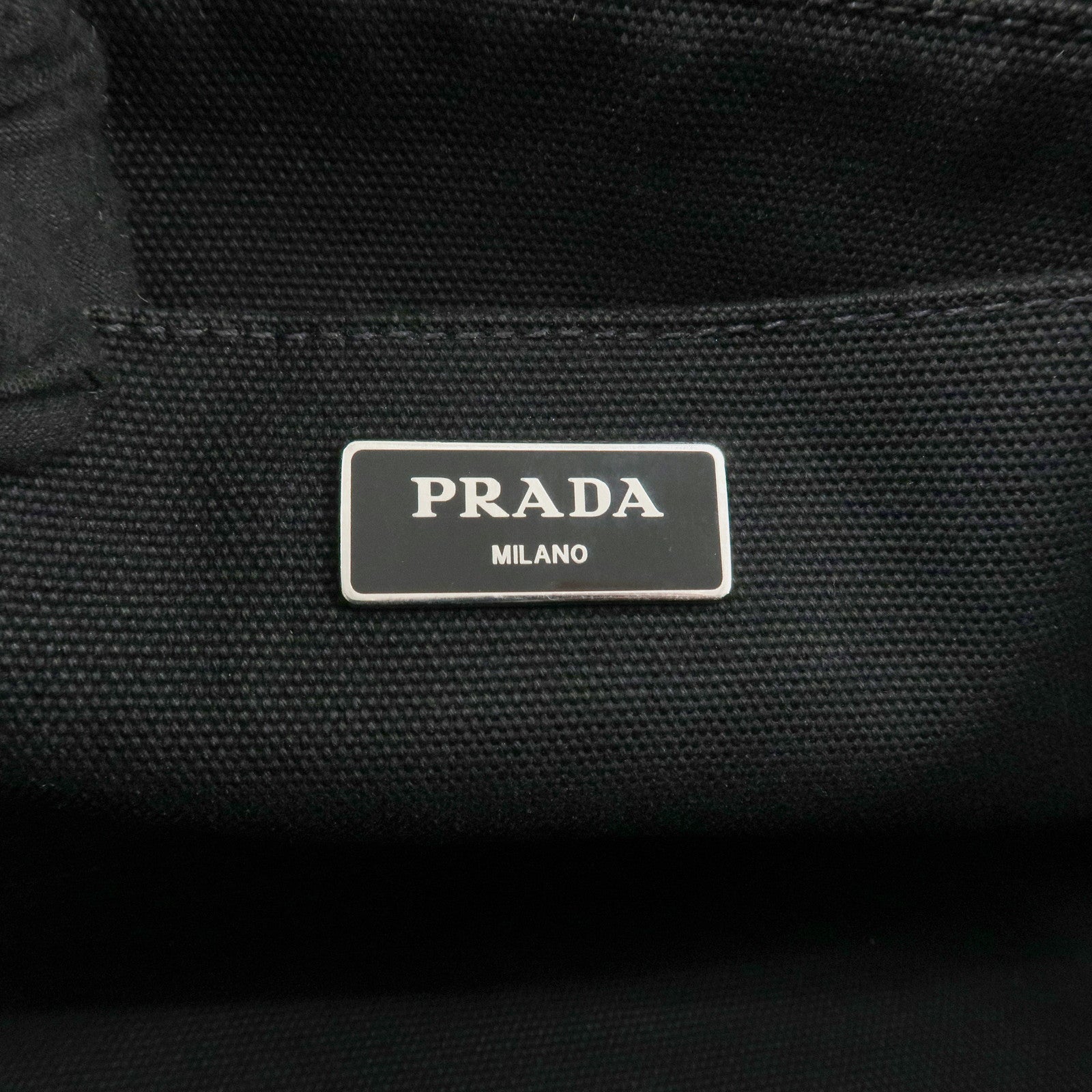 PRADA Logo Canapa Mini Canvas 2Way Bag Hand Bag Black White B2439G Used