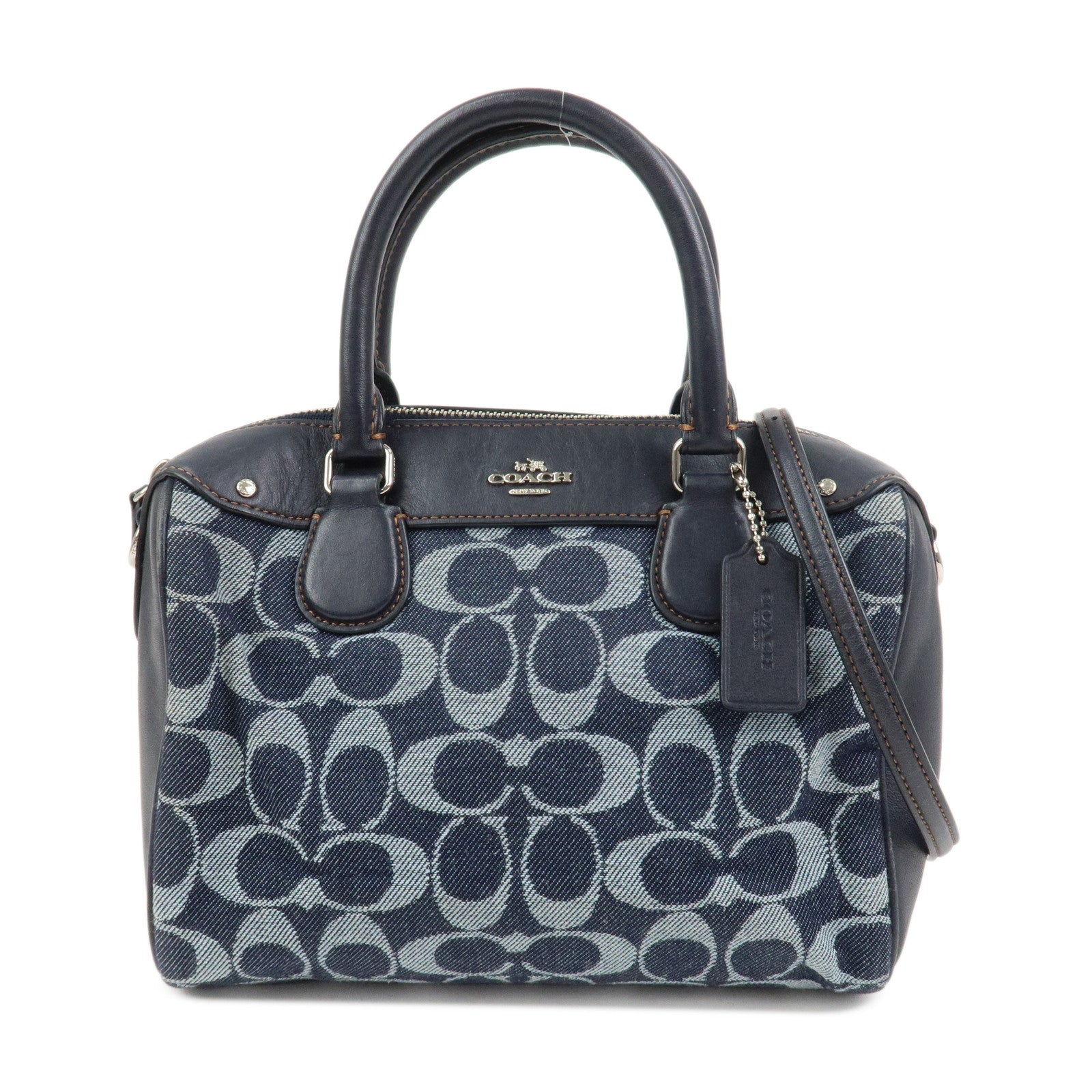 COACH Signature Denim Leather 2Way Bag Shoulder Bag Hand Bag