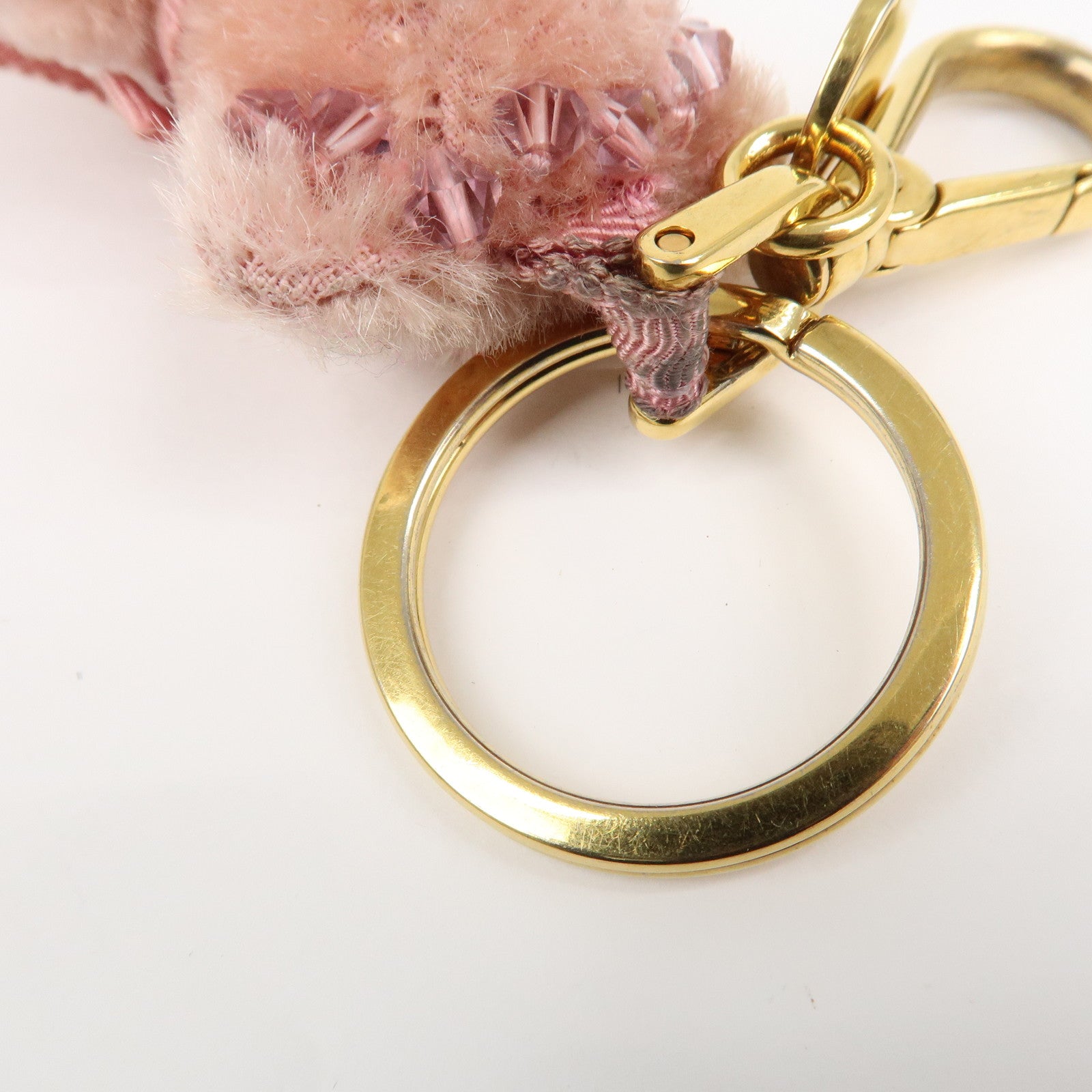 PRADA Logo Bear Motif Bag Charm Key Holder Bijou Pink