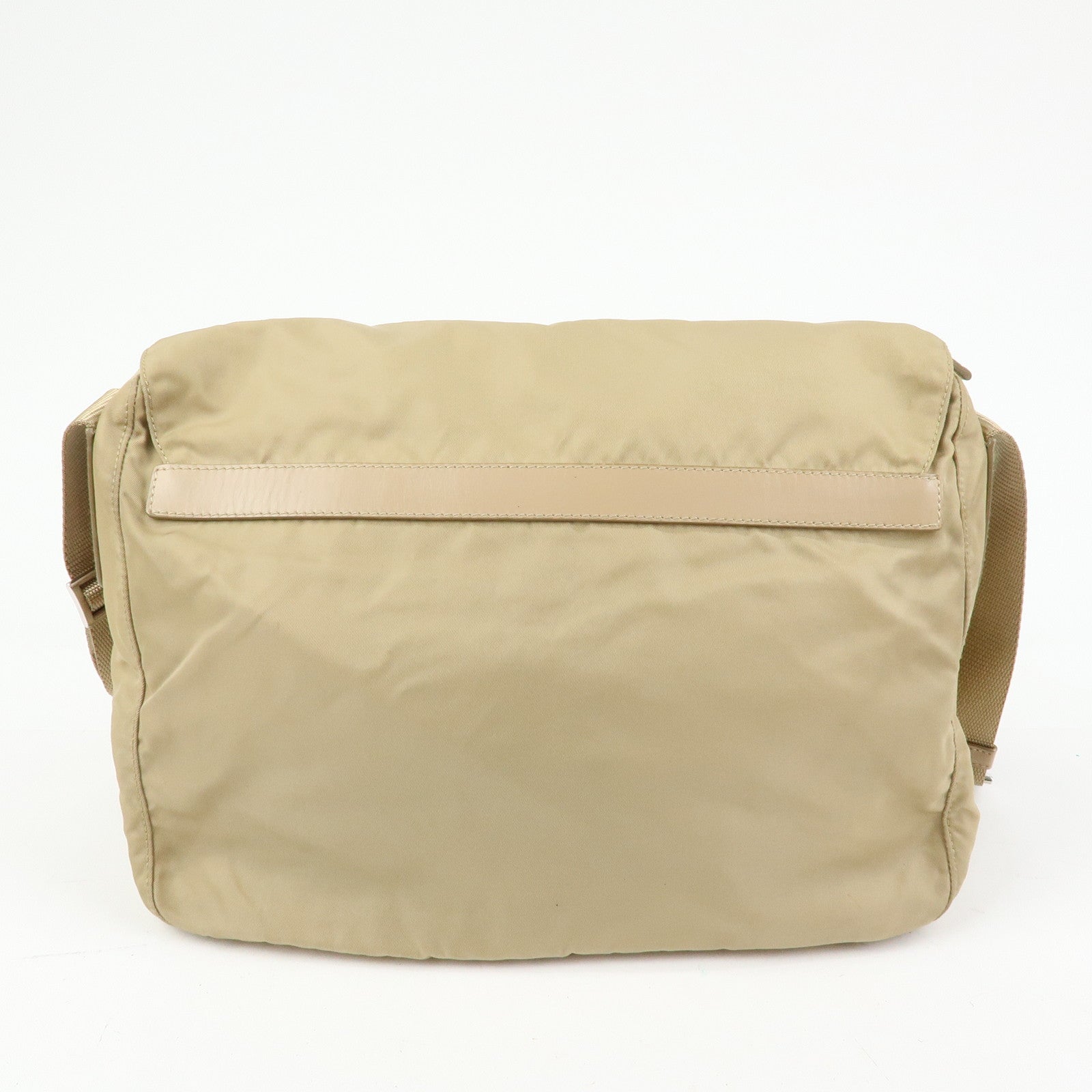 PRADA Triangle Logo Nylon Shoulder Bag Crossbody Bag Beige 1BD953