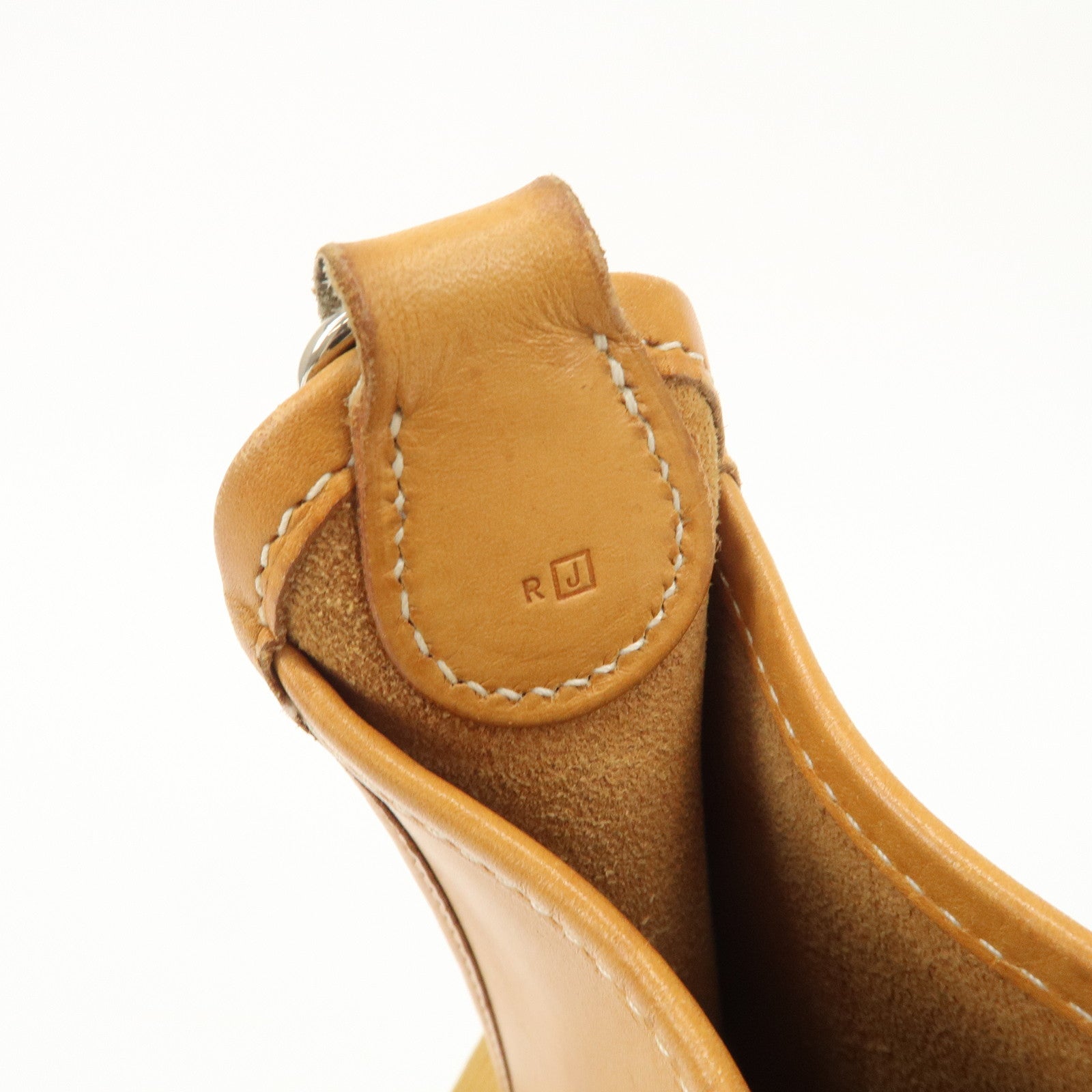 HERMES Leather Vespa PM J Engraved Shoulder Bag Brown Silver HDW