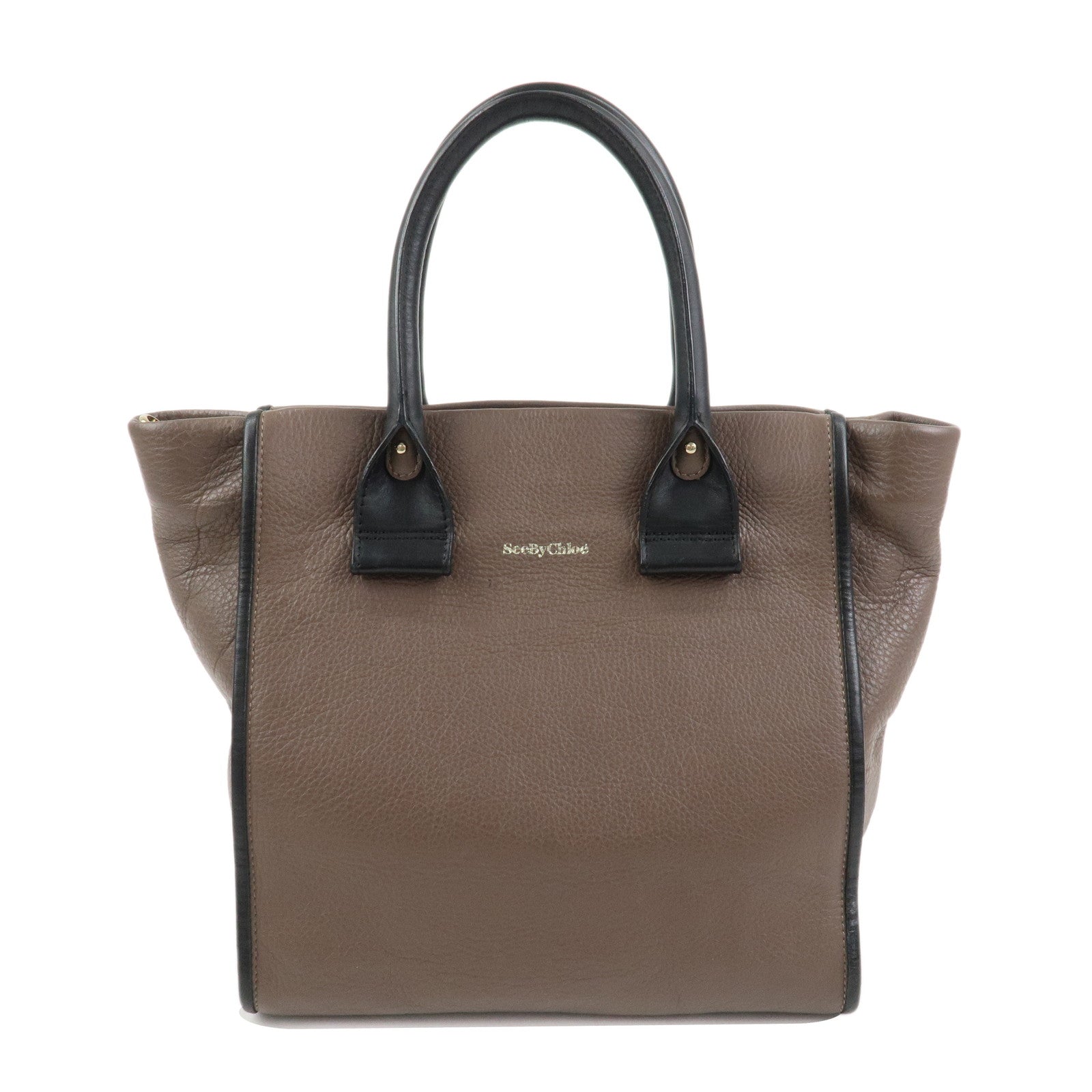 Chloe See by Chloe Leather Tote Bag Hand Bag Gray