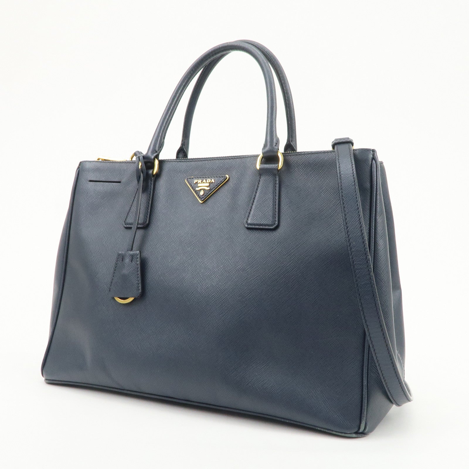 PRADA Galleria Saffiano Leather 2Way Bag Hand Bag Navy BN2274