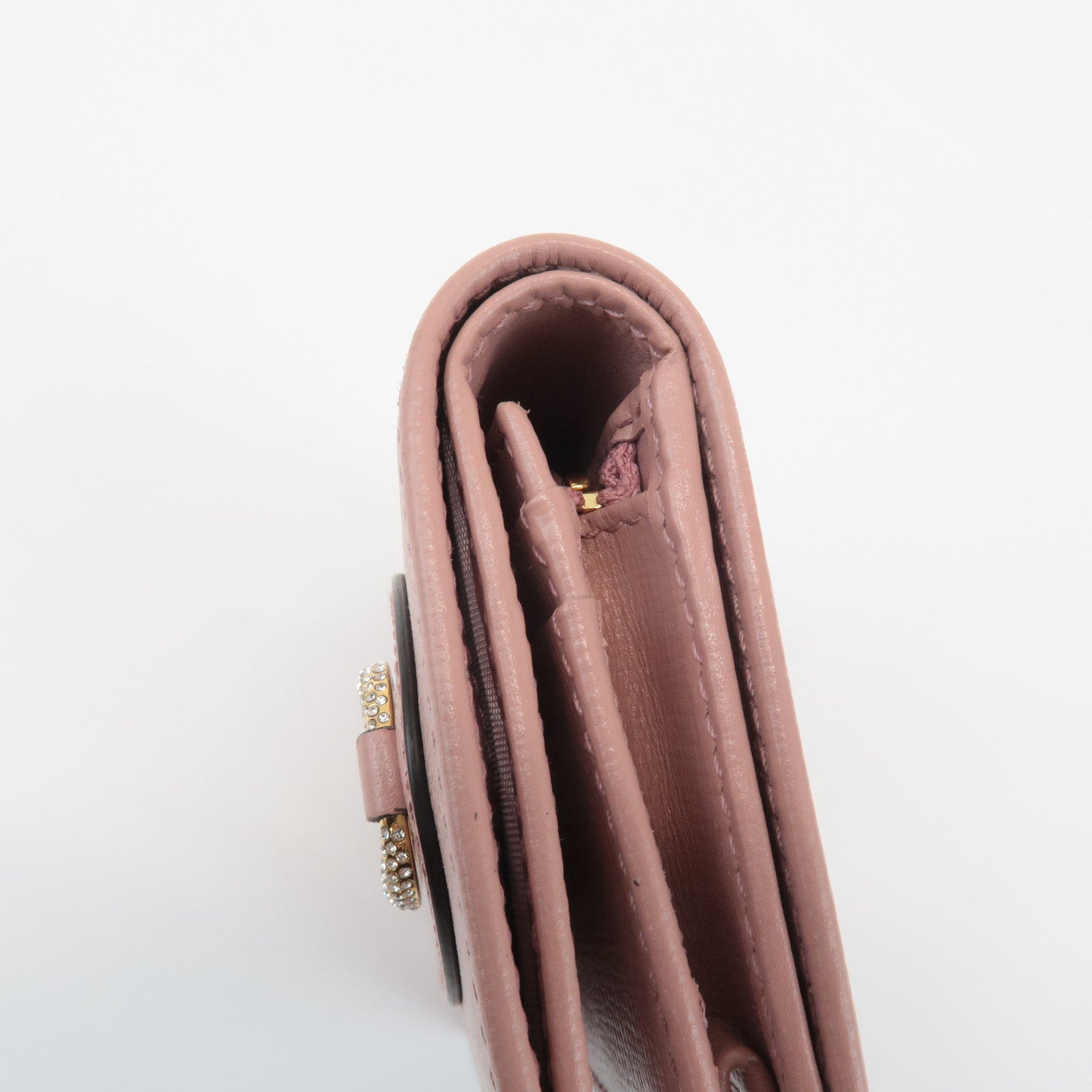 GUCCI Horsebit Leather Bi-fold Wallet Small Wallet Pink 621887 Used