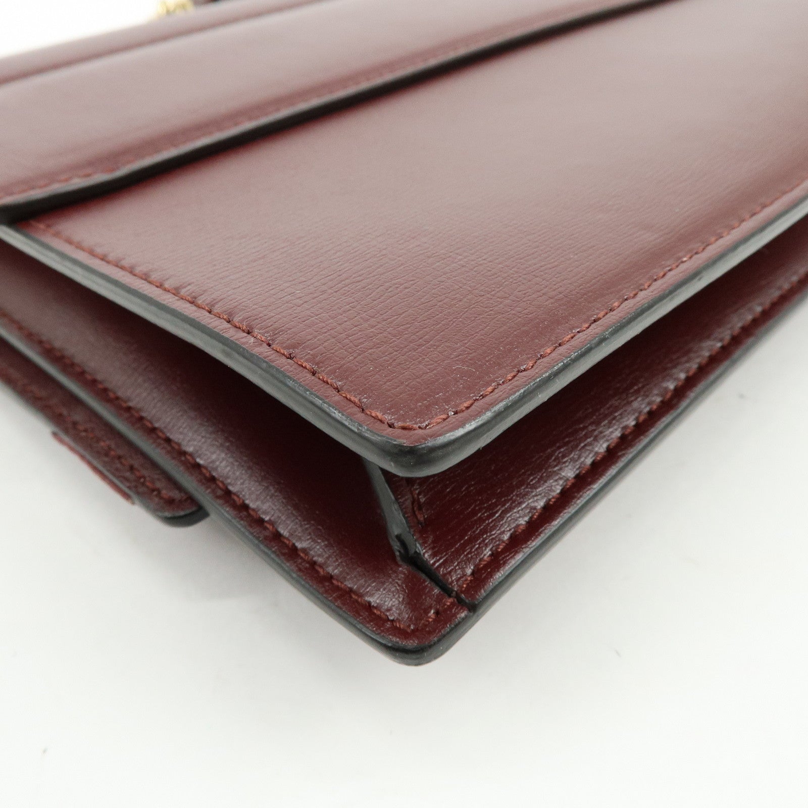 Ferragamo Vara Ribbon Leather Chain Shoulder Bag Bordeaux